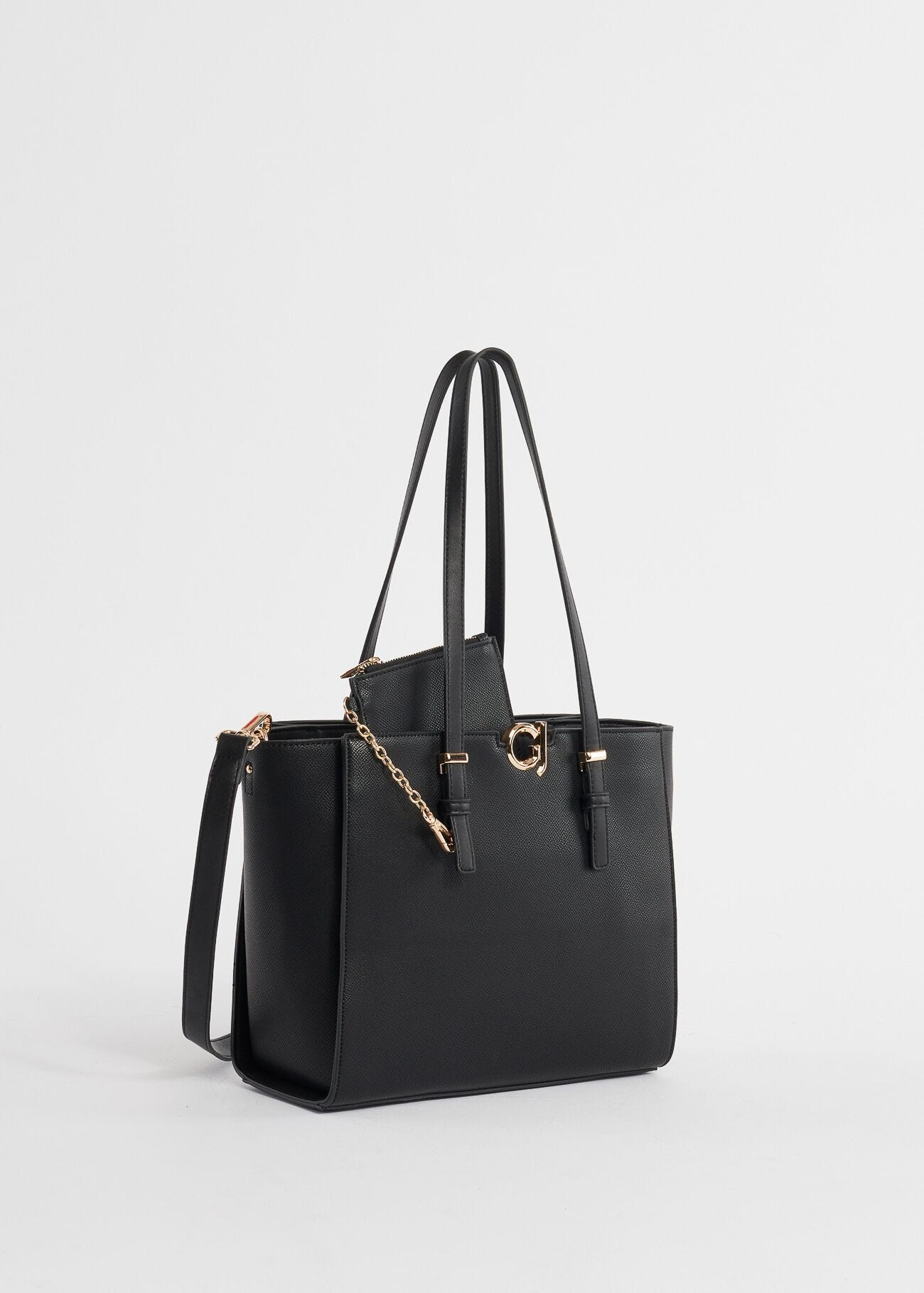 Faux-leather shopper bag with charm
