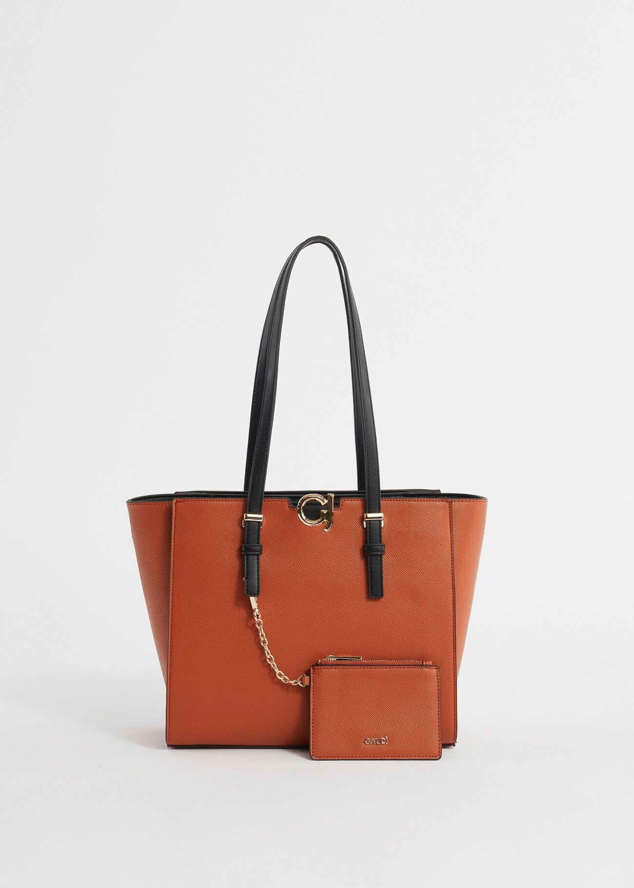 Faux-leather shopper bag with charm