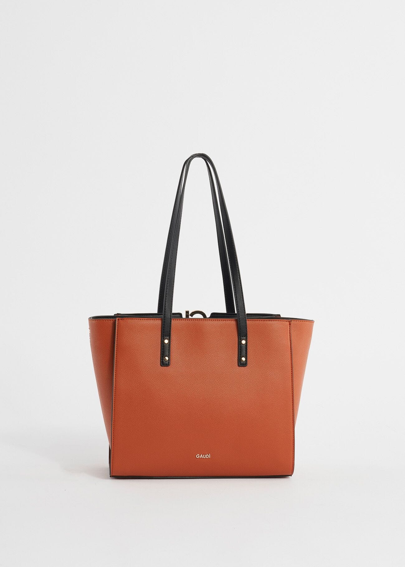 Faux-leather shopper bag with charm