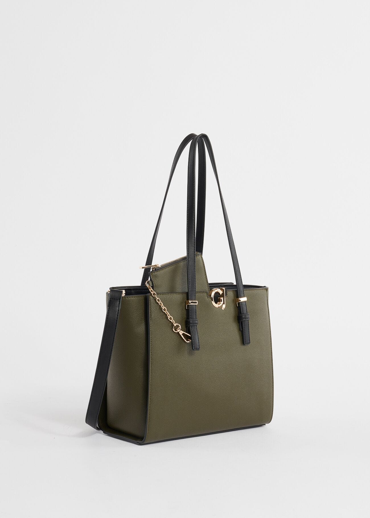 Faux-leather shopper bag with charm