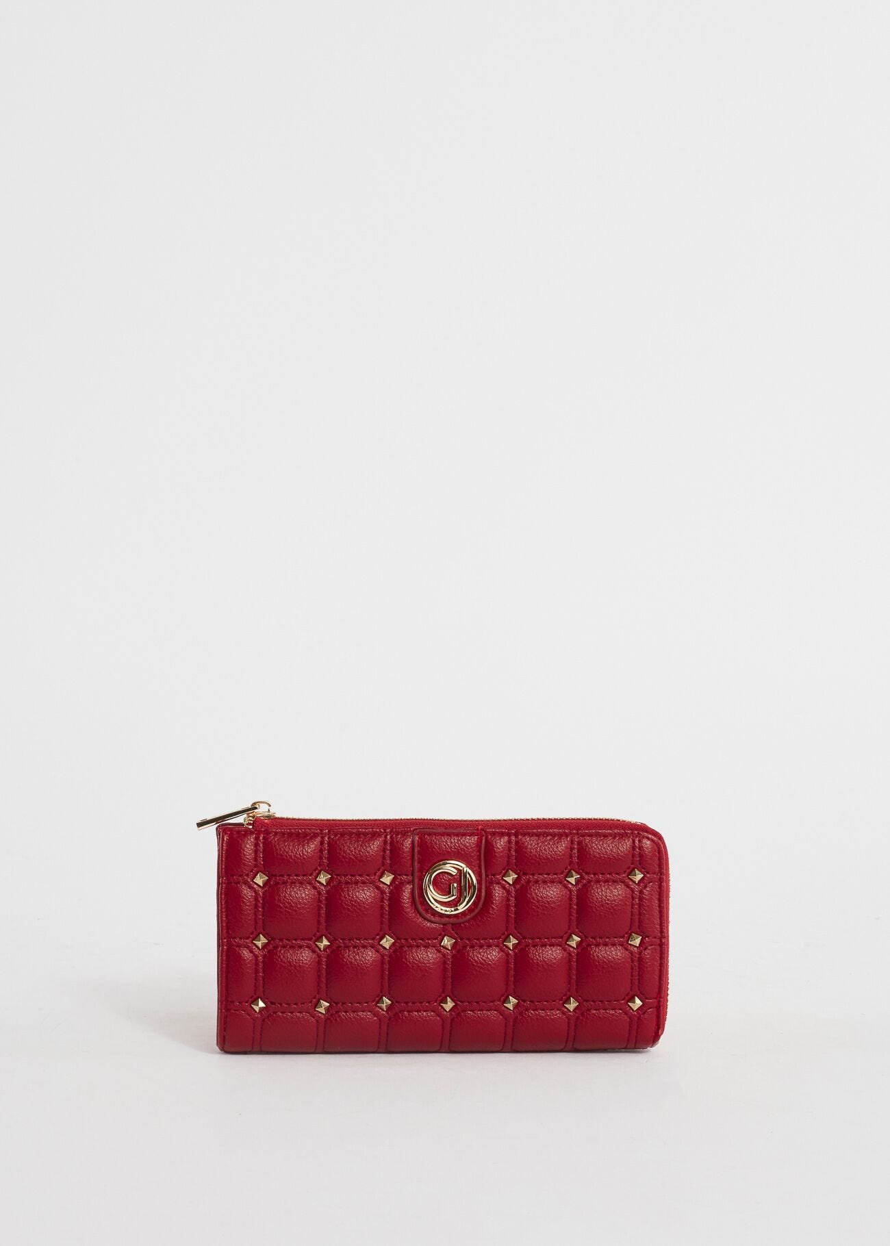 Quilted wallet with studs