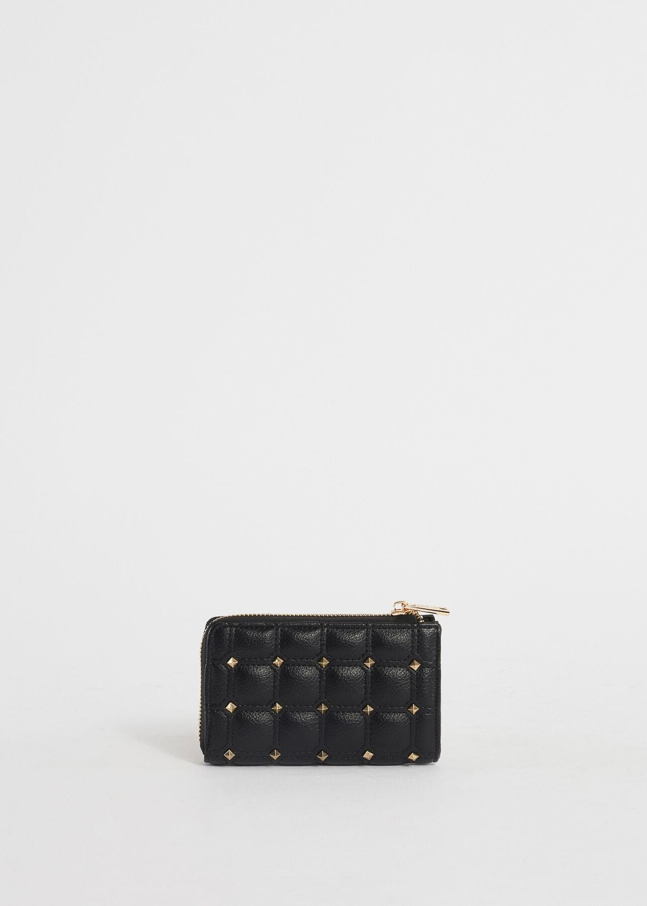 Quilted mini wallet with studs