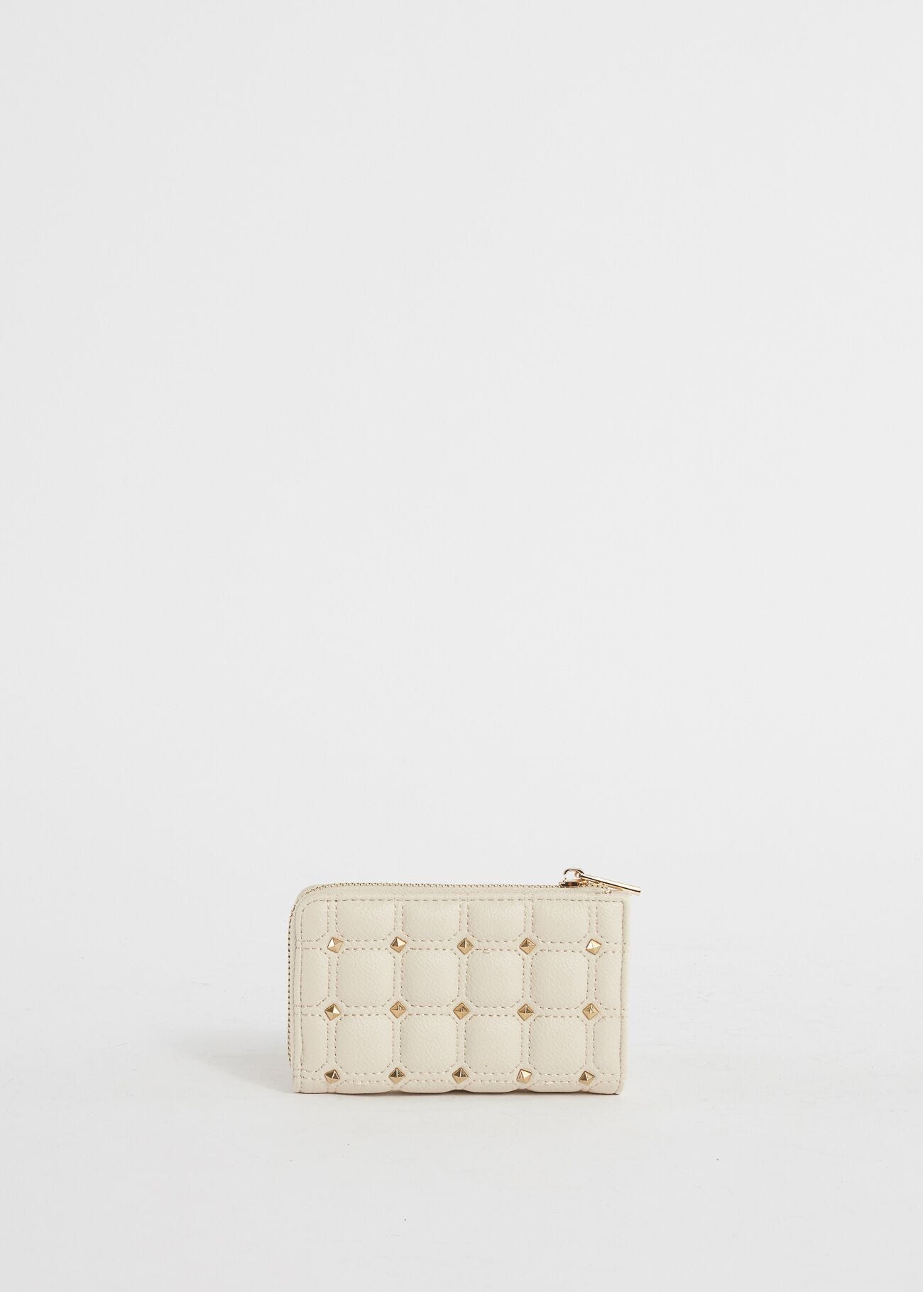 Quilted mini wallet with studs
