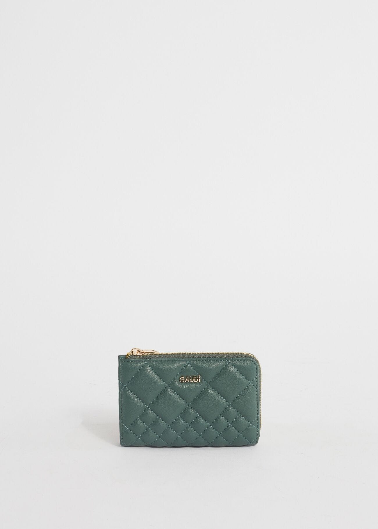 Quilted zip-around mini wallet