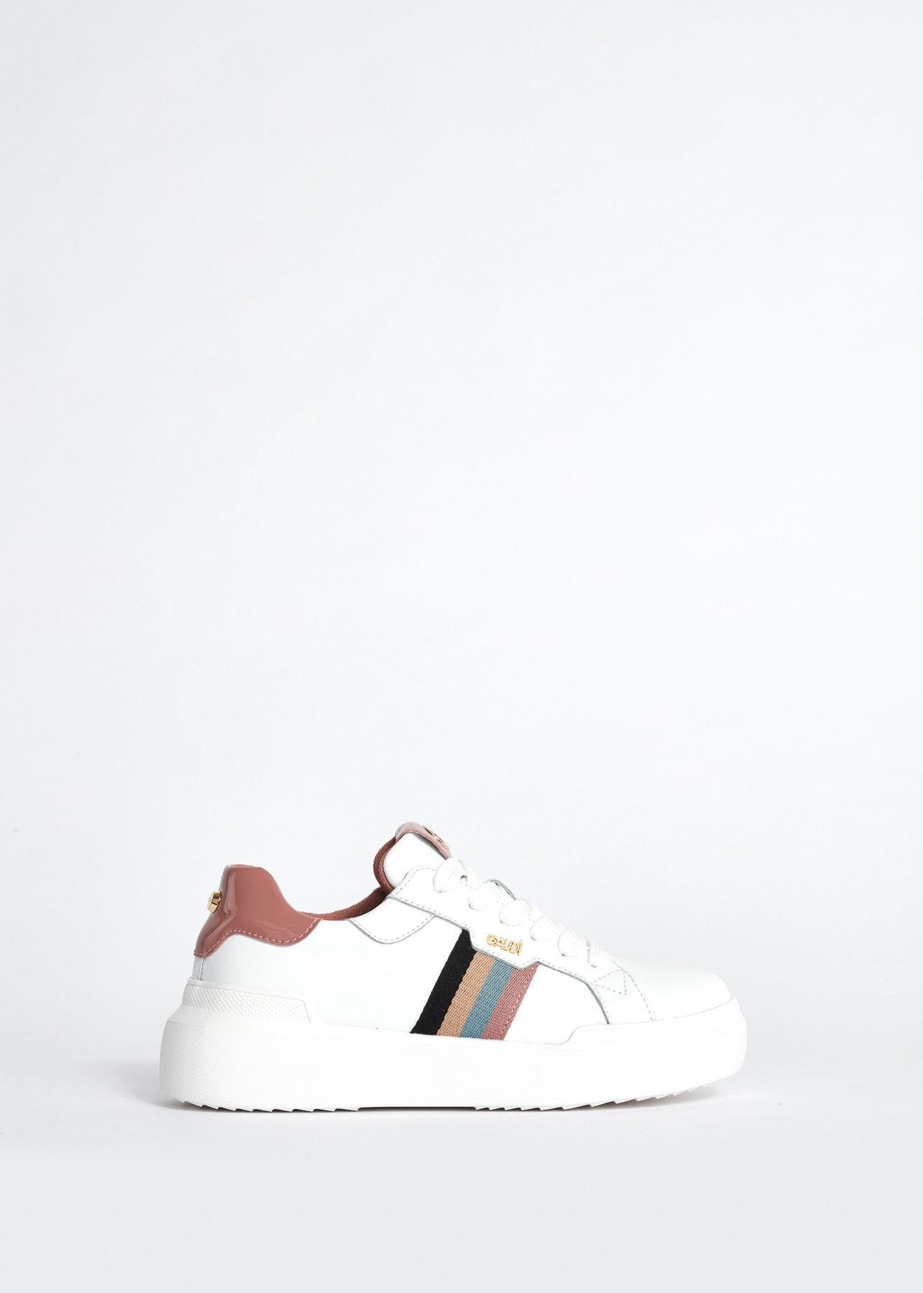 Leather trainers with striped pattern