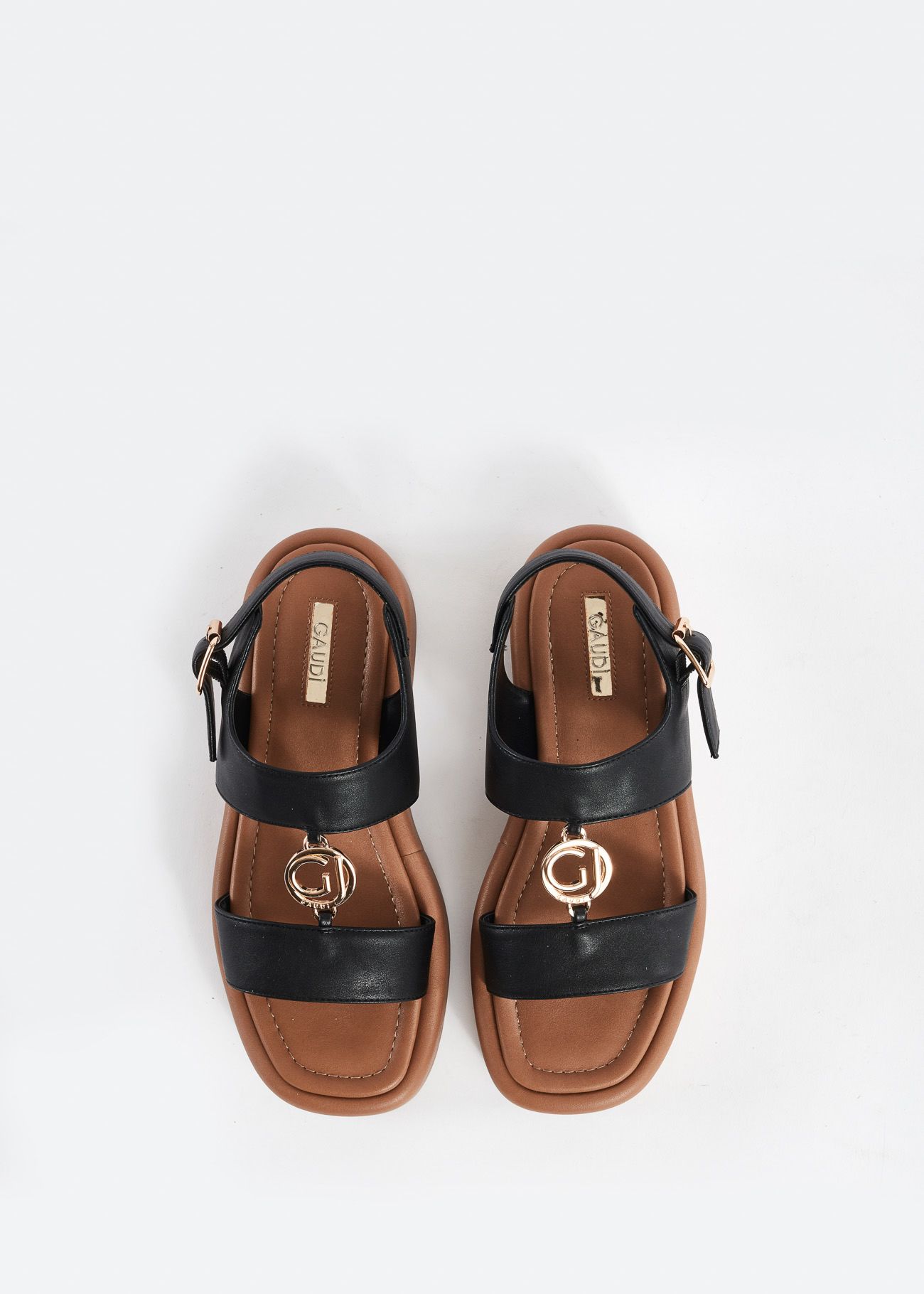 Faux-leather sandals with logo