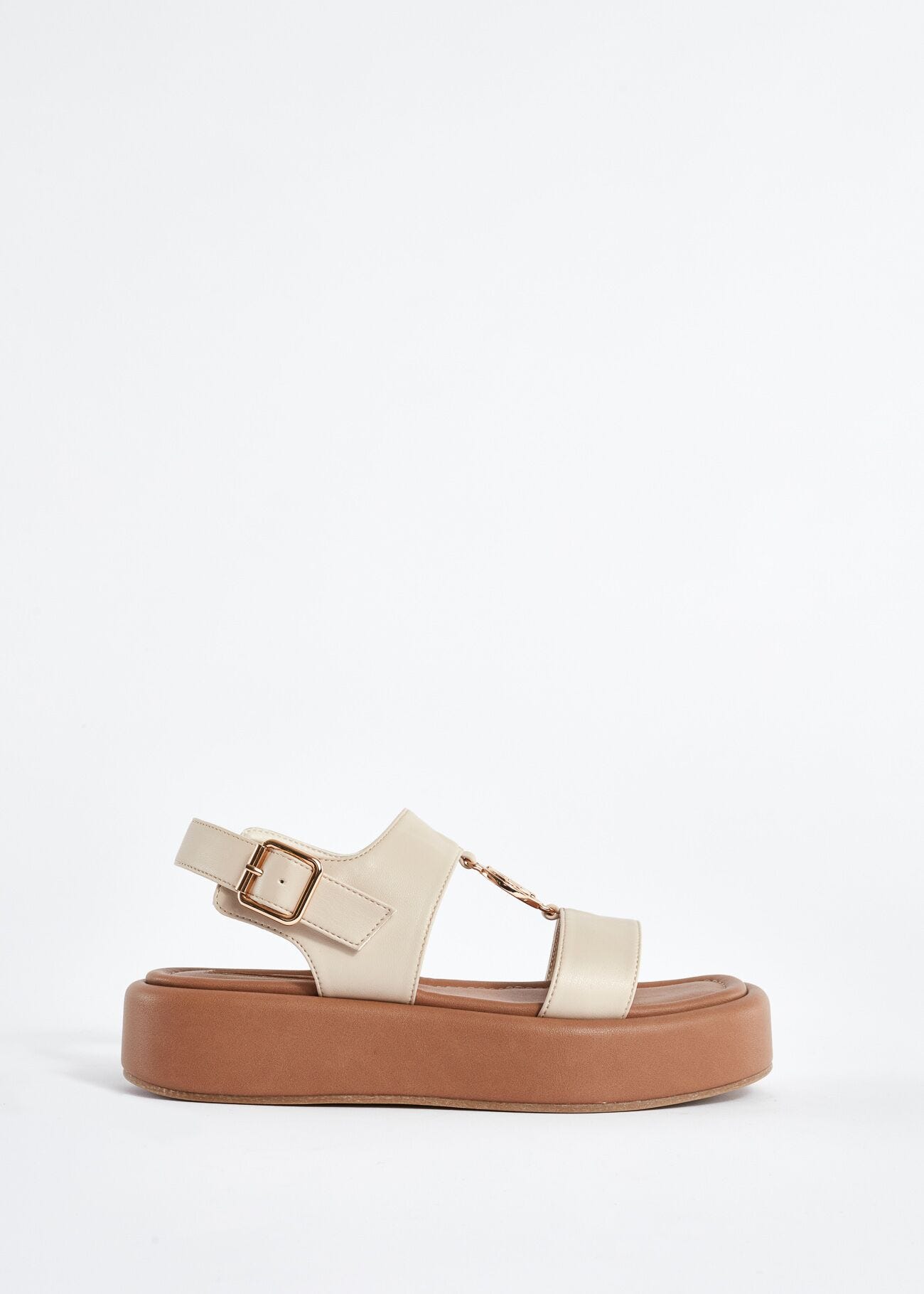 Faux-leather sandals with logo