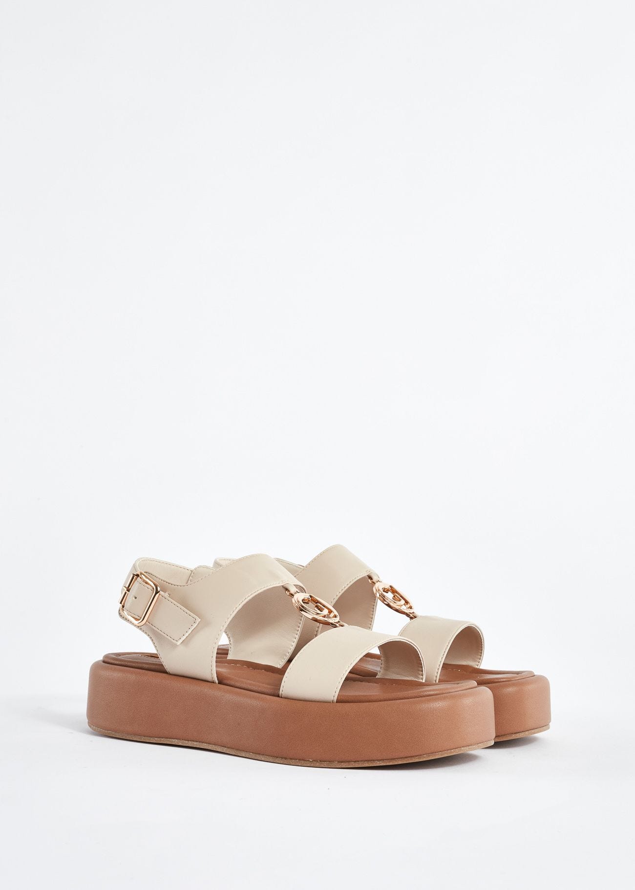 Faux-leather sandals with logo