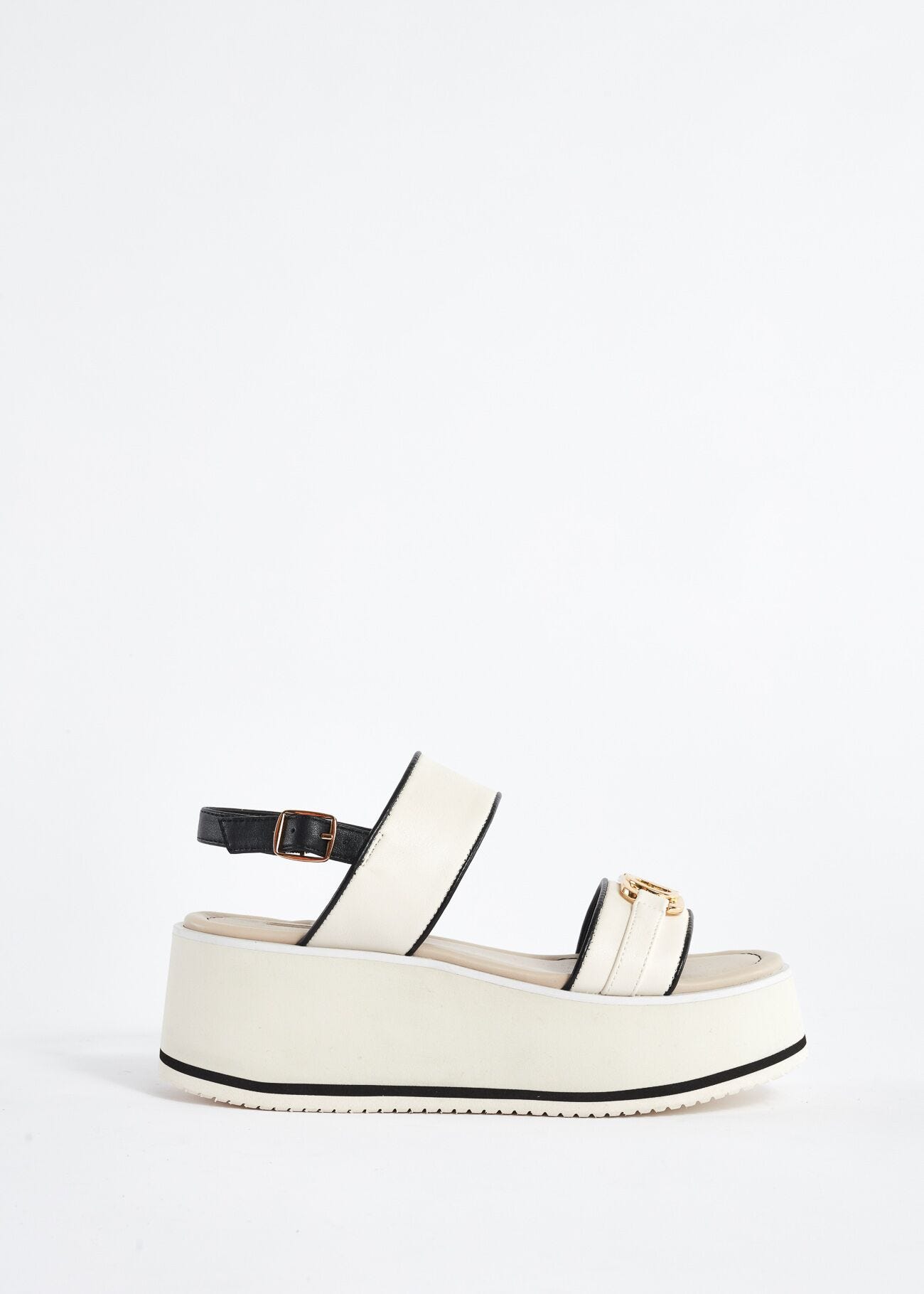 Faux-leather sandals with logo