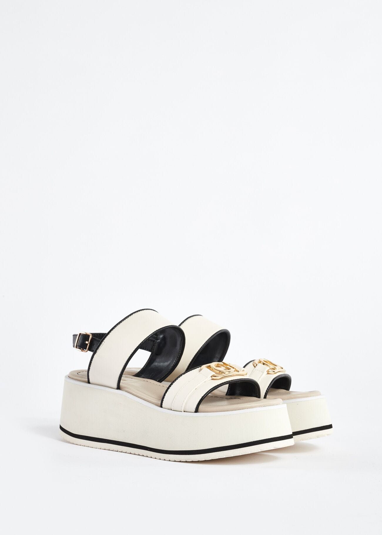 Faux-leather sandals with logo