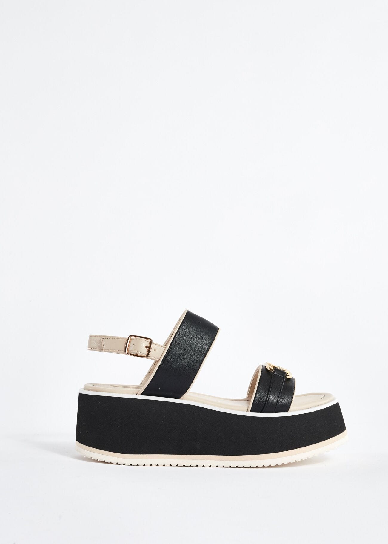 Faux-leather sandals with logo