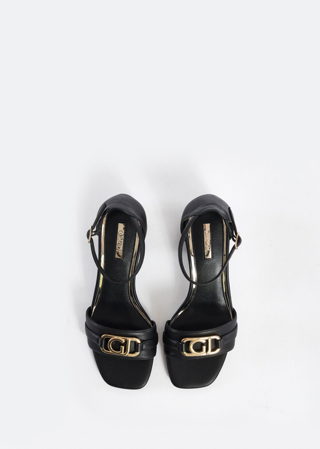 Faux-leather sandals with GJ logo