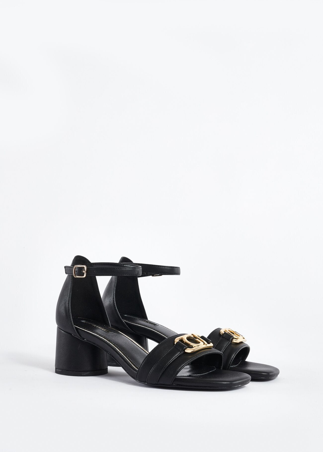 Faux-leather sandals with GJ logo