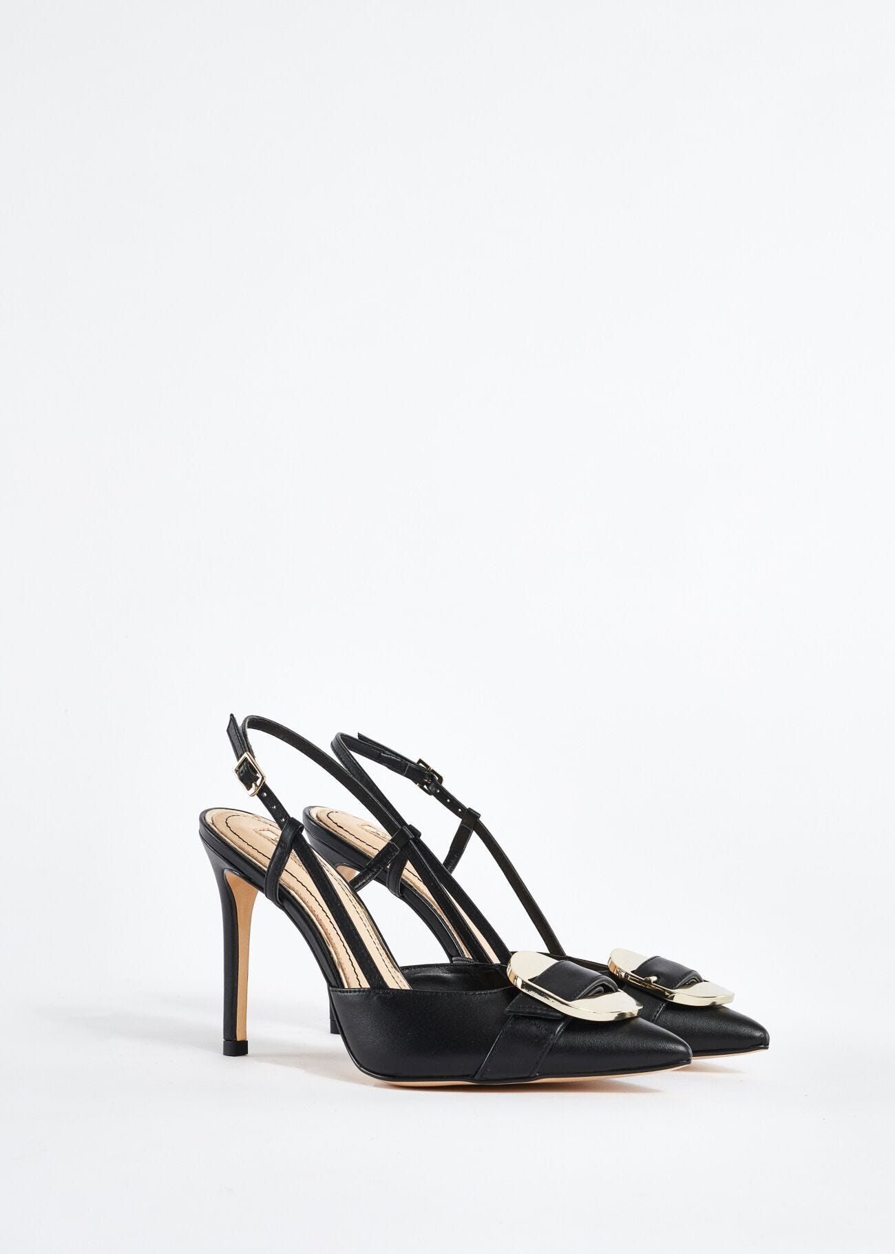 Nappa leather slingbacks with buckle