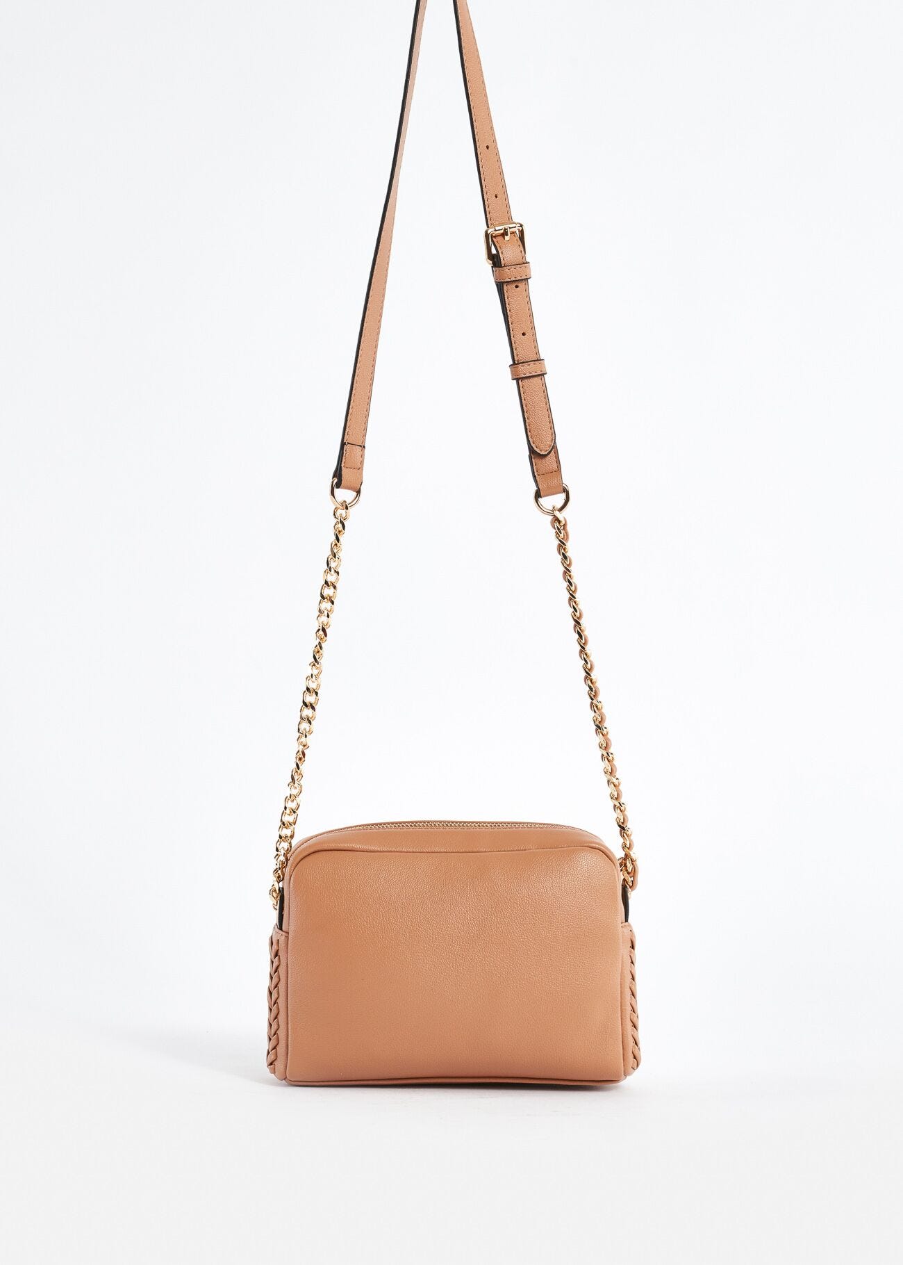 Faux-leather crossbody bag with logo