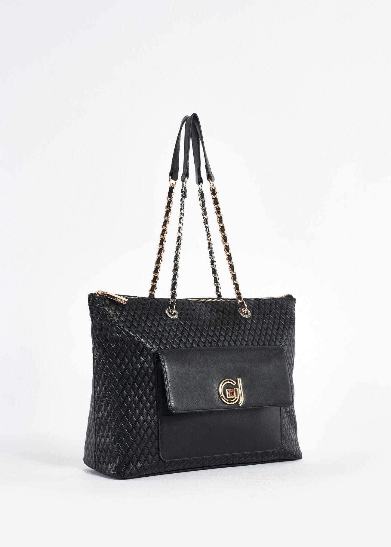 Faux-leather shopper bag with diamond pattern