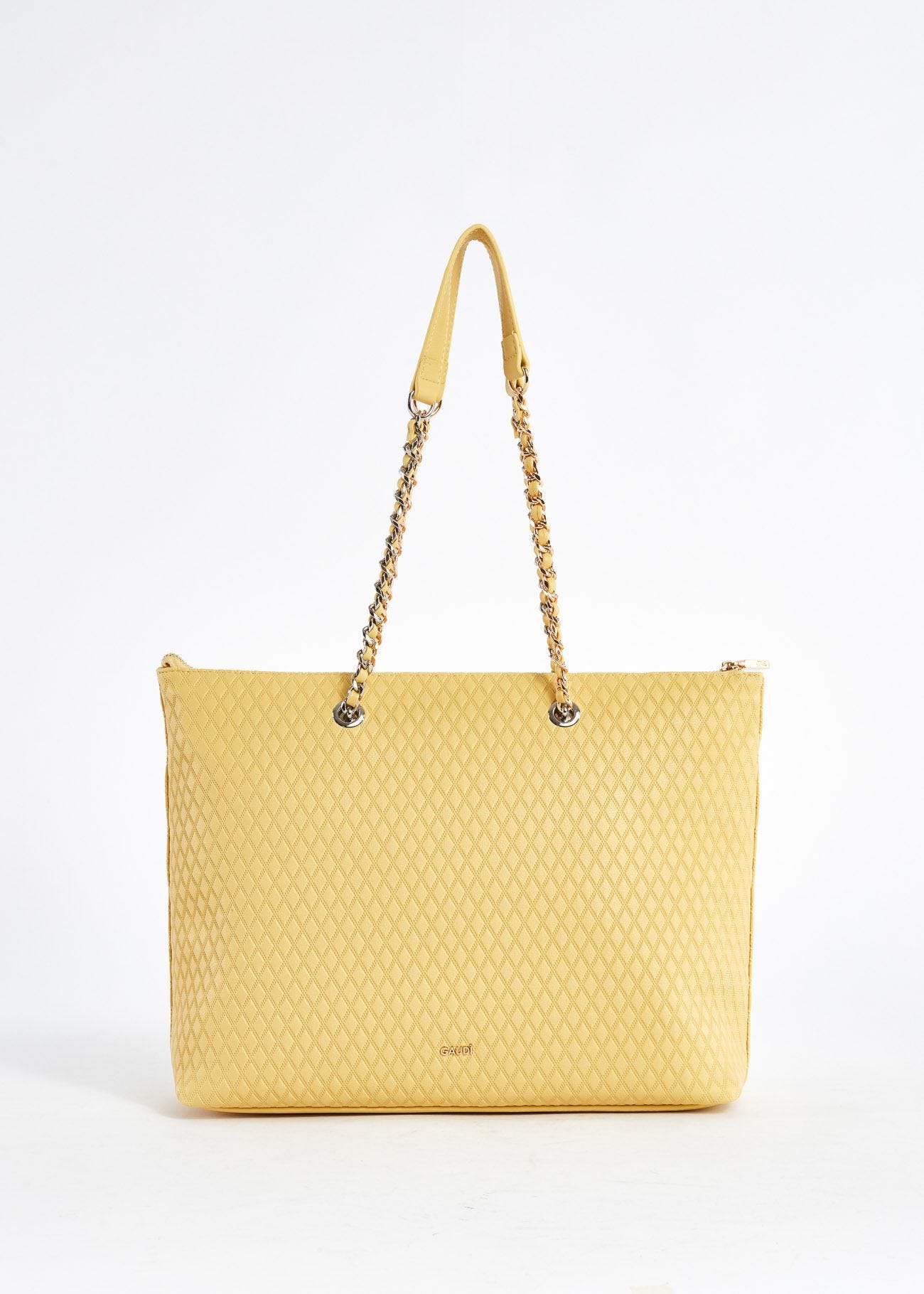 Faux-leather shopper bag with diamond pattern
