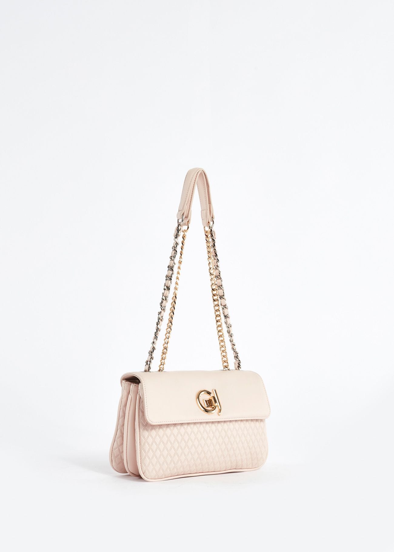 Faux-leather shoulder bag with diamond pattern