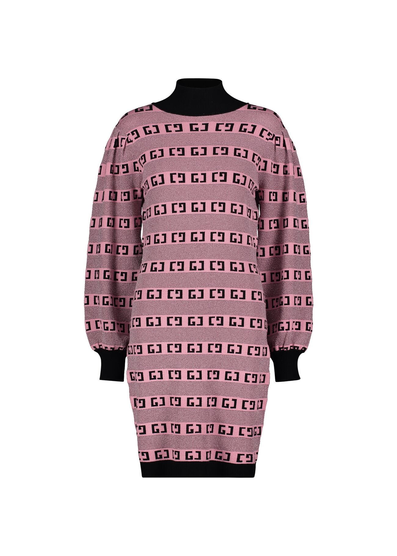 Pink dress with jacquard logo