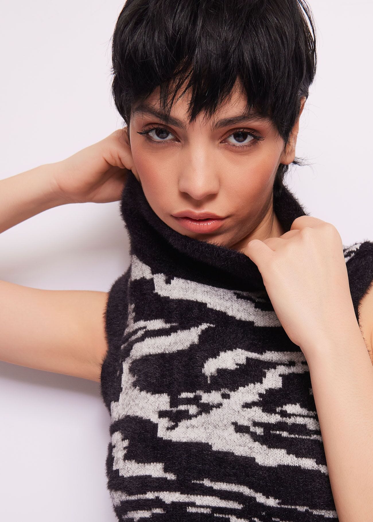 Vestido de jacquard con estampado animal
