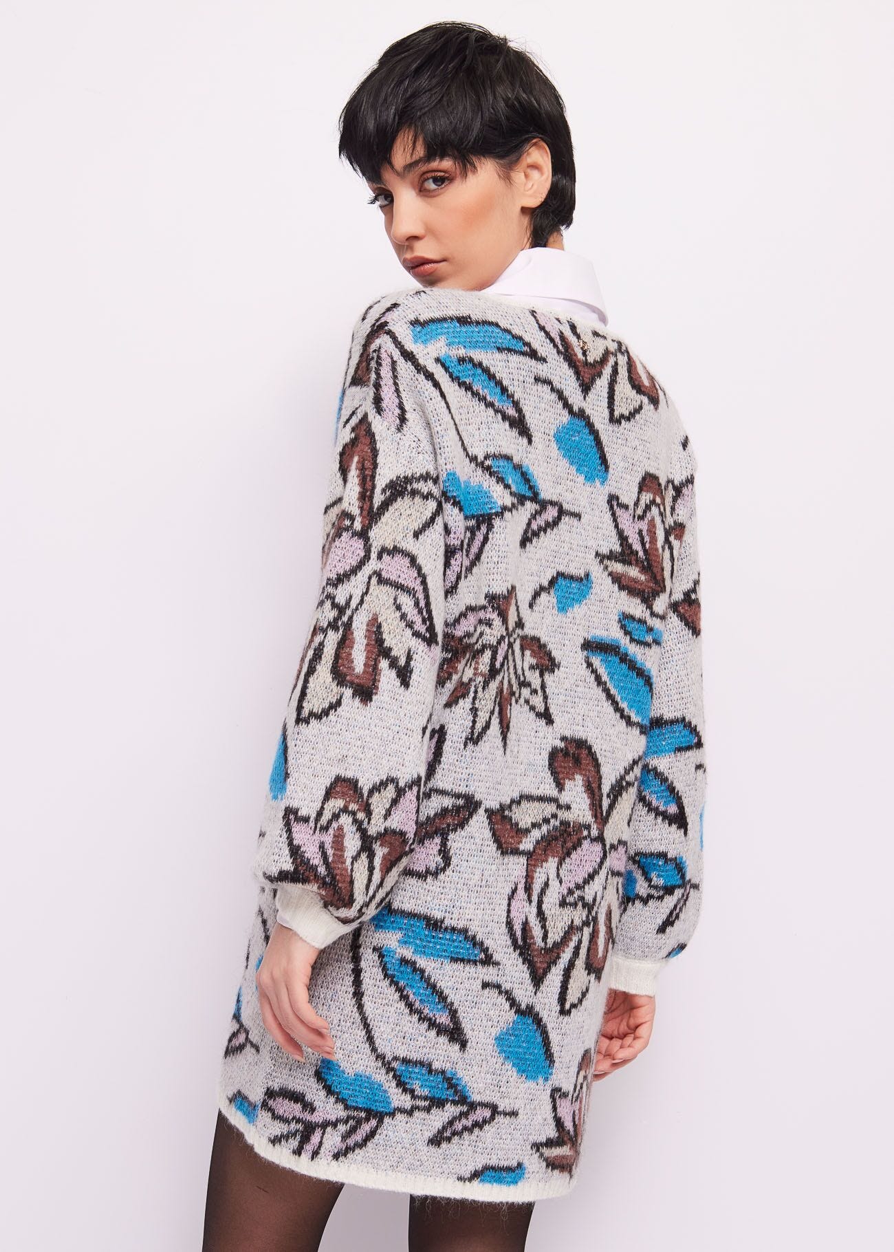 Floral wool and alpaca dress