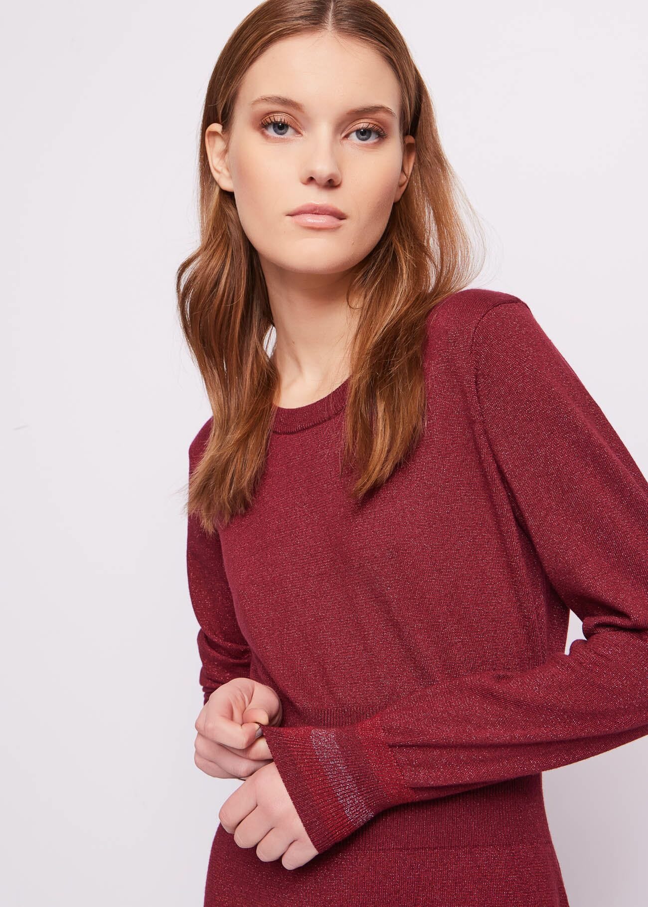 Burgundy lurex knit dress