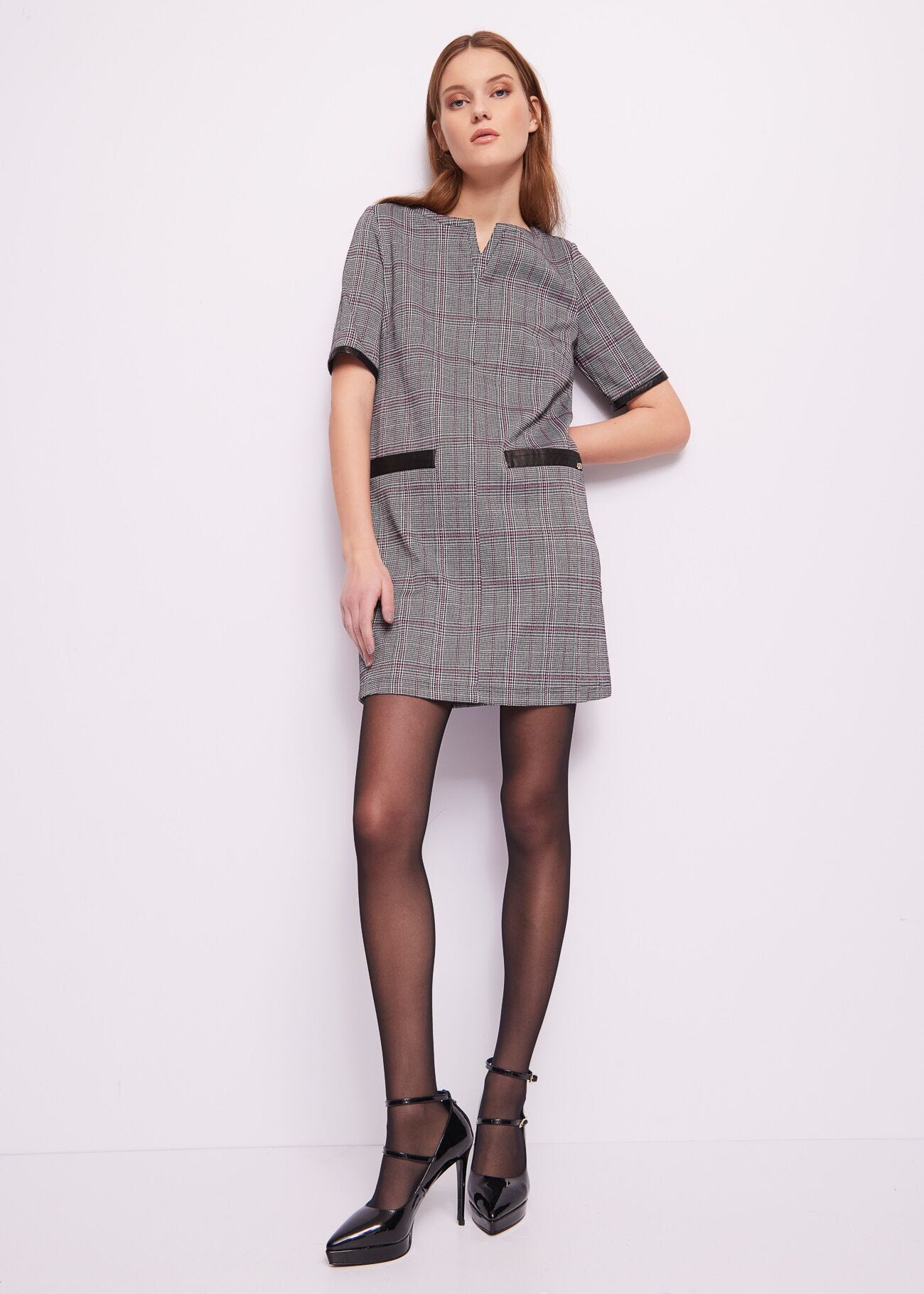 Jacquard check dress