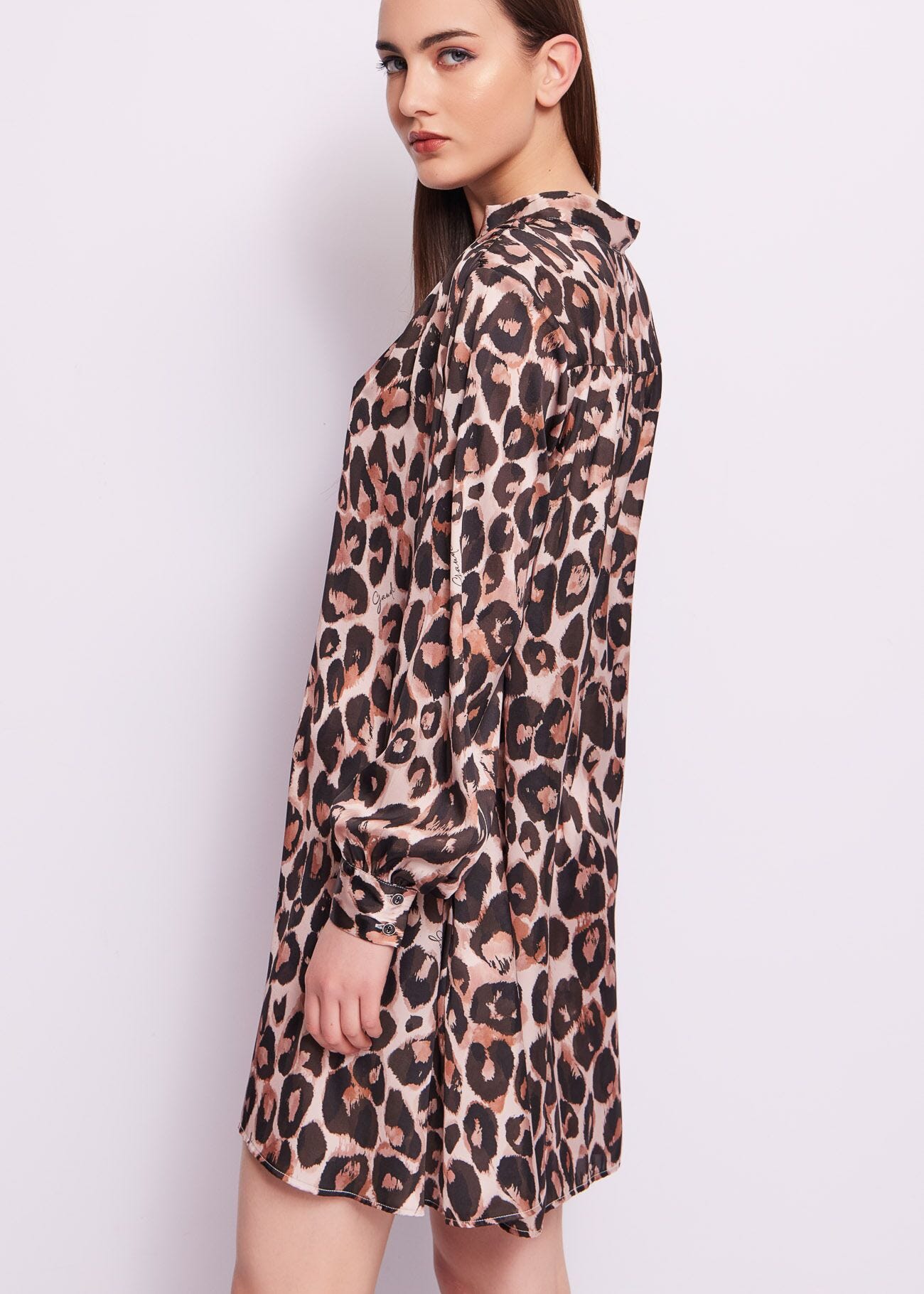 Mini abito in raso animalier