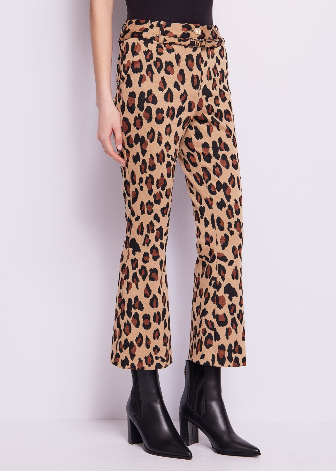 Animalprint jacquard trousers