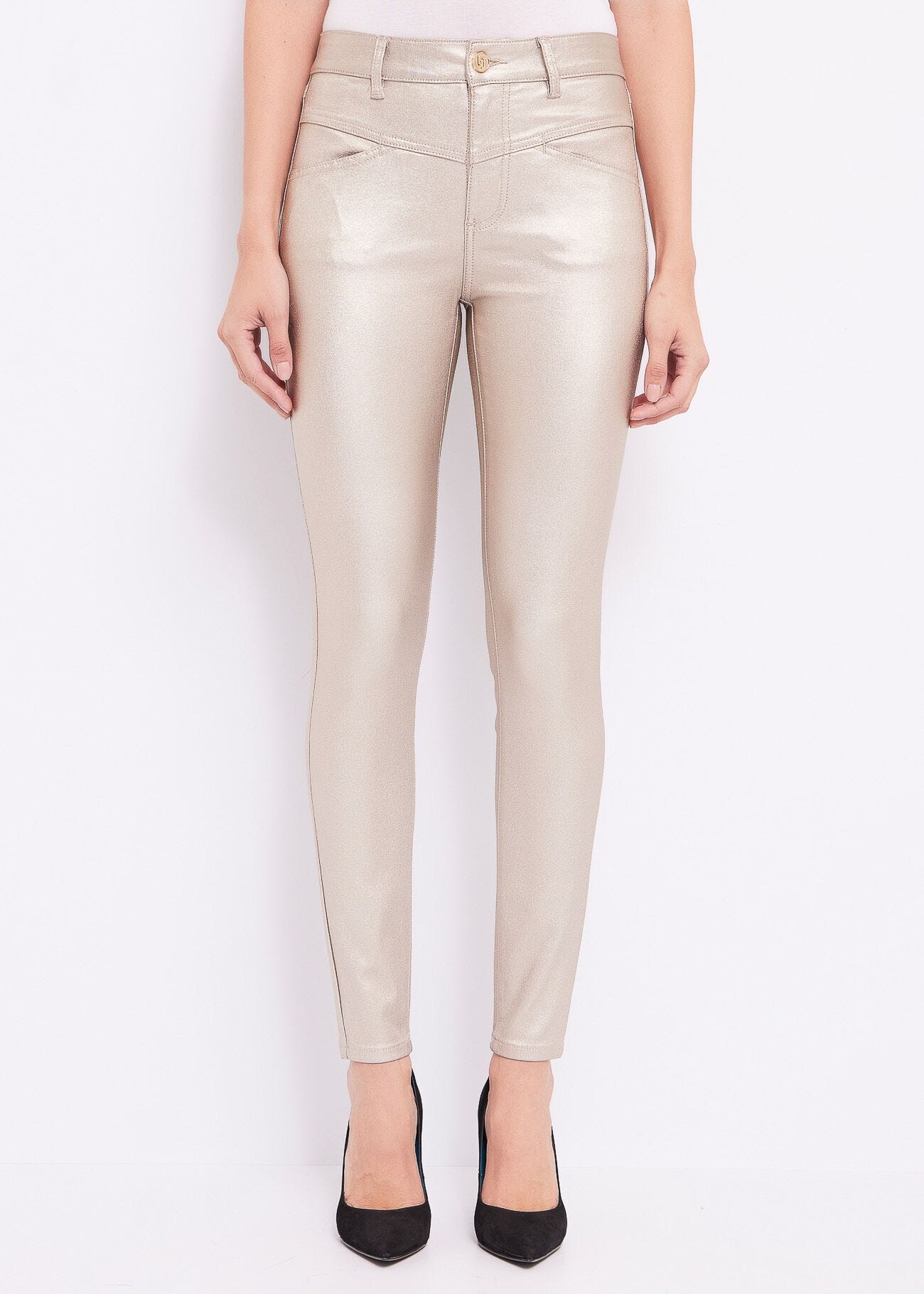 Pantaloni skinny laminati