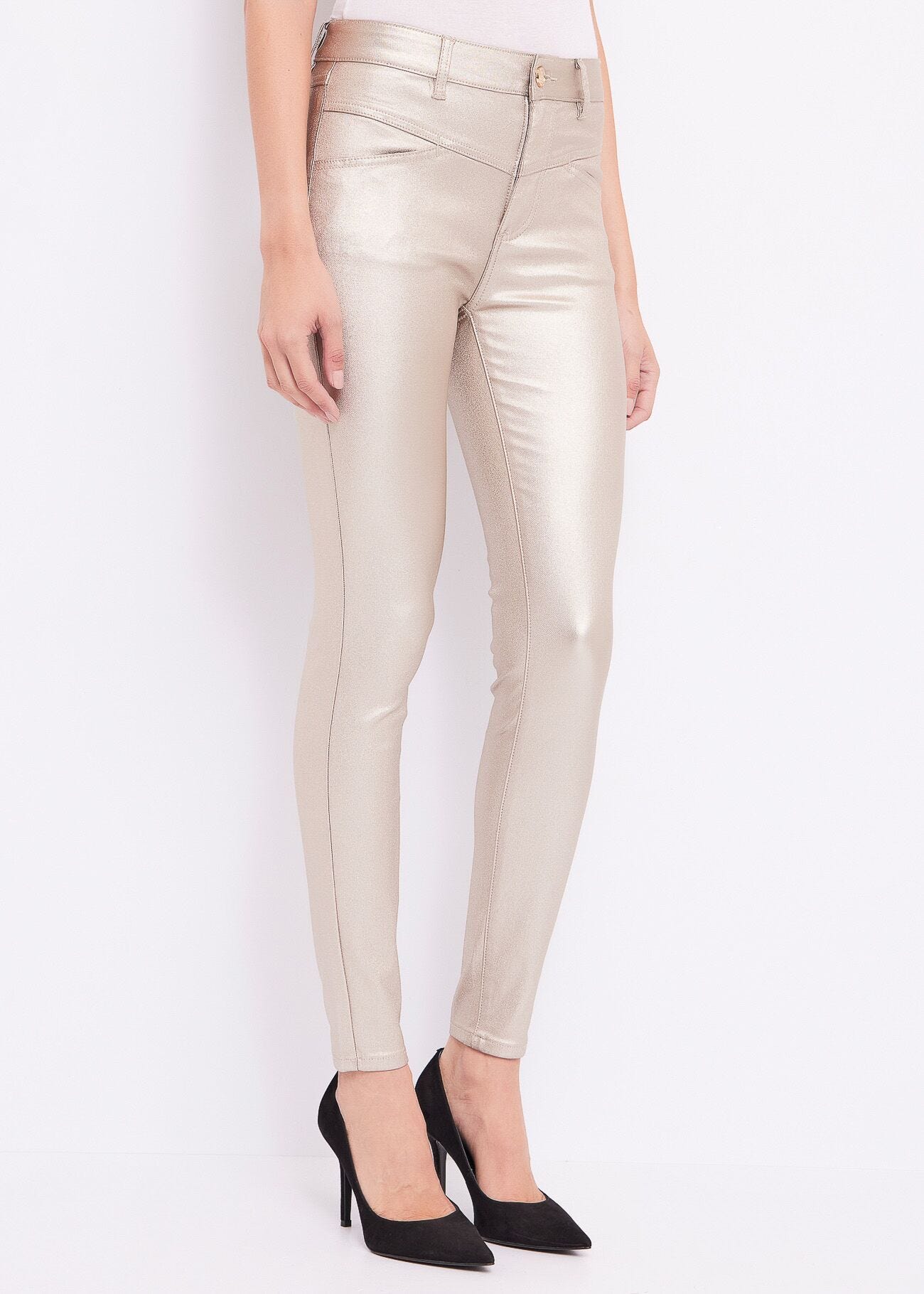 Pantaloni skinny laminati