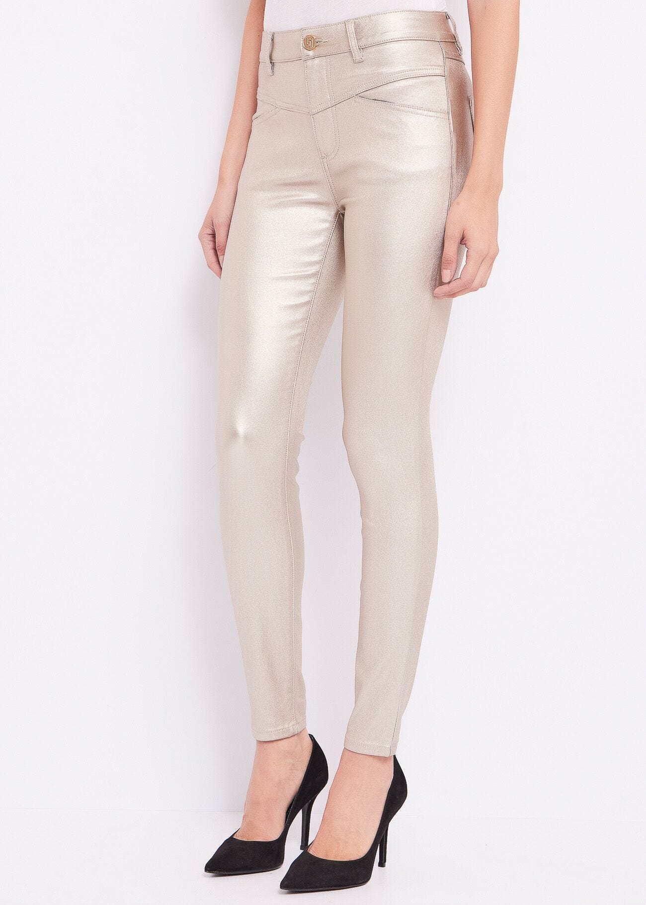 Pantaloni skinny laminati