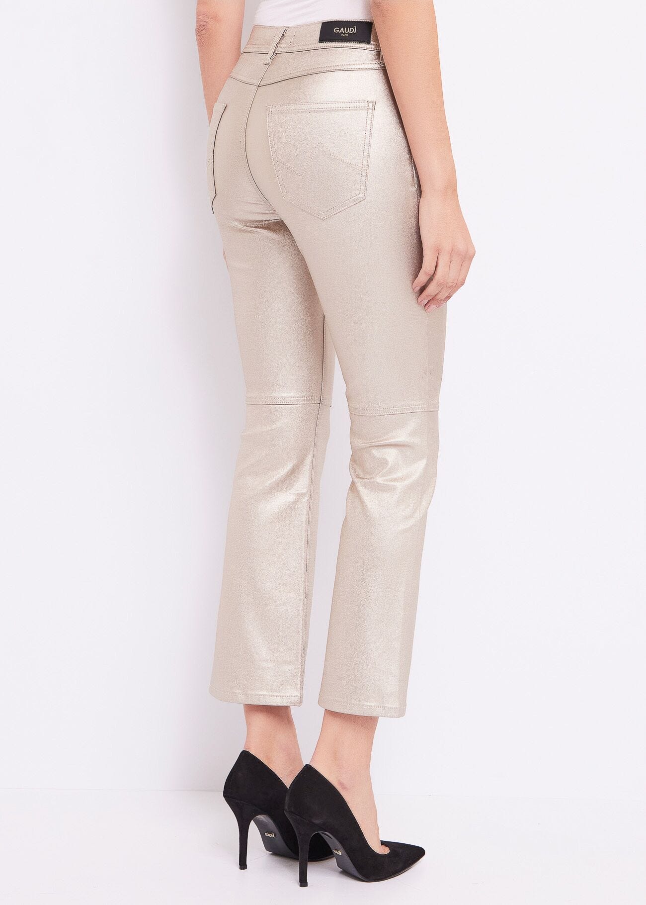 Pantaloni flare laminati