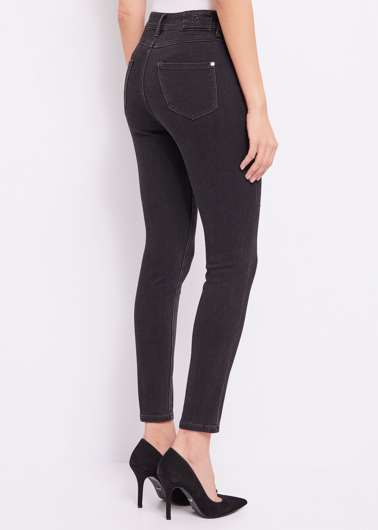 Jeans skinny in cotone con strass
