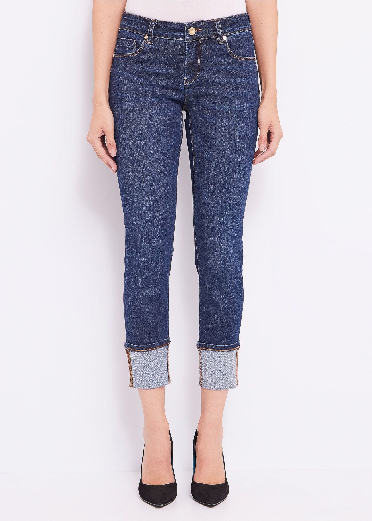 Jean skinny à revers
