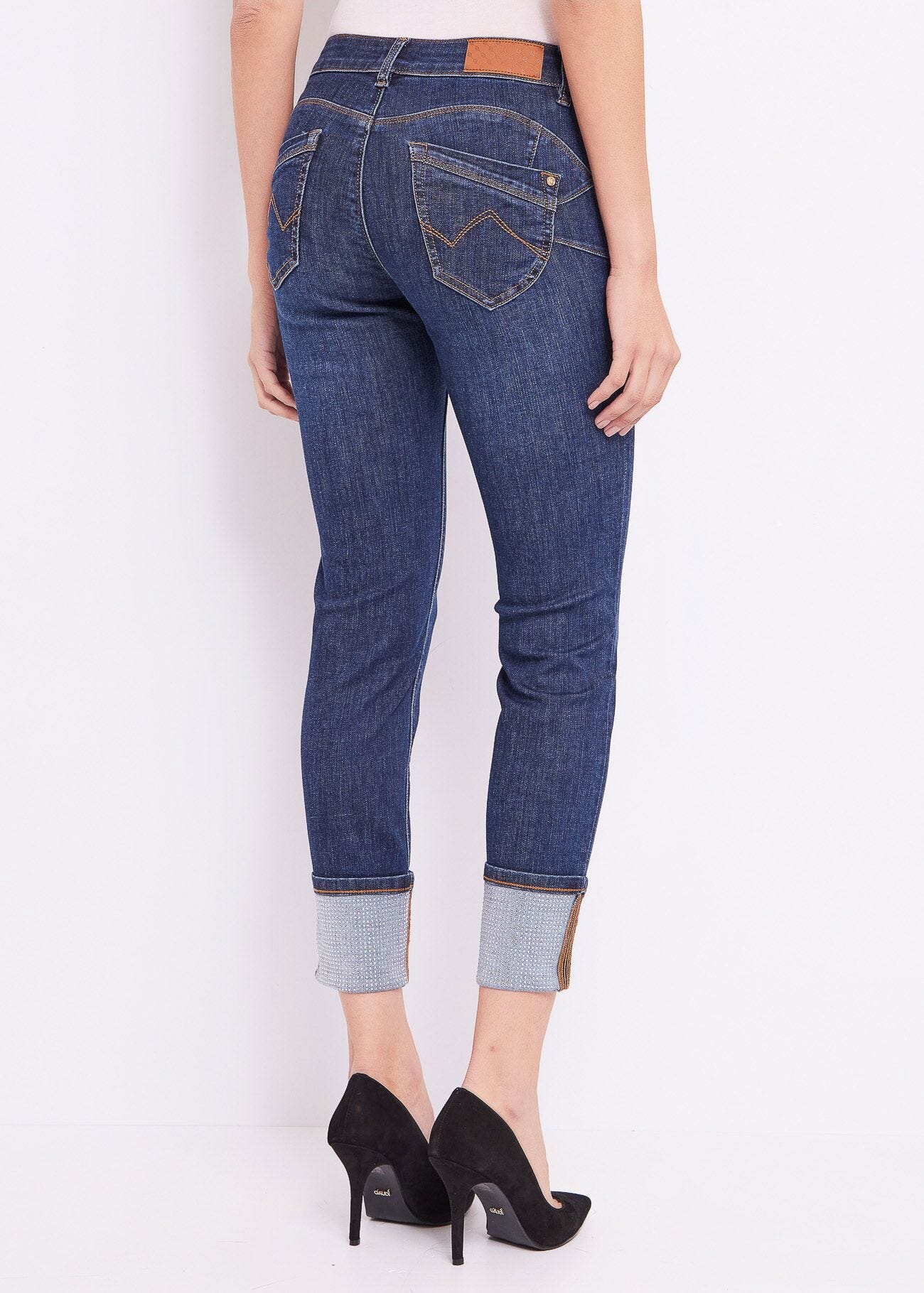 Jean skinny à revers