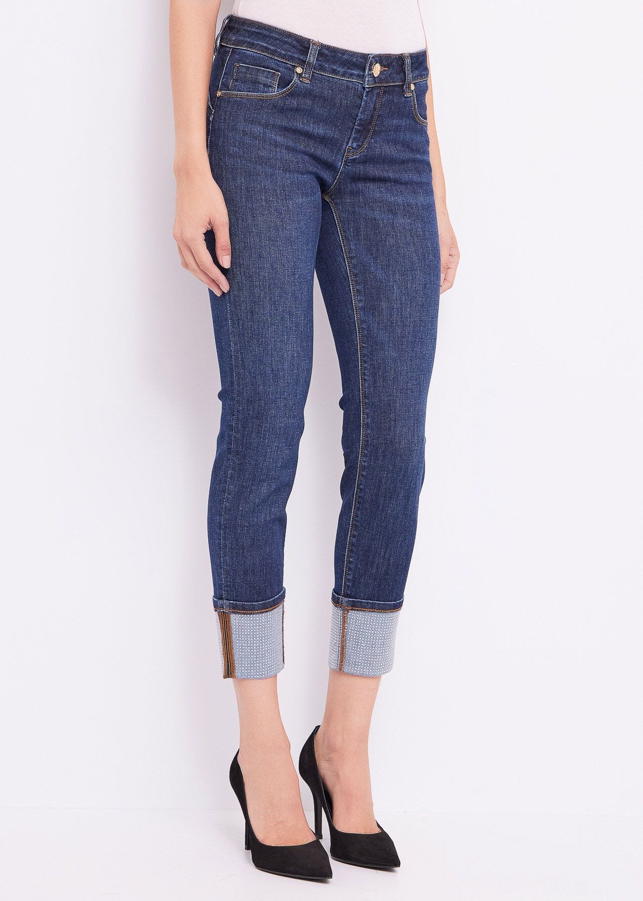 Jean skinny à revers