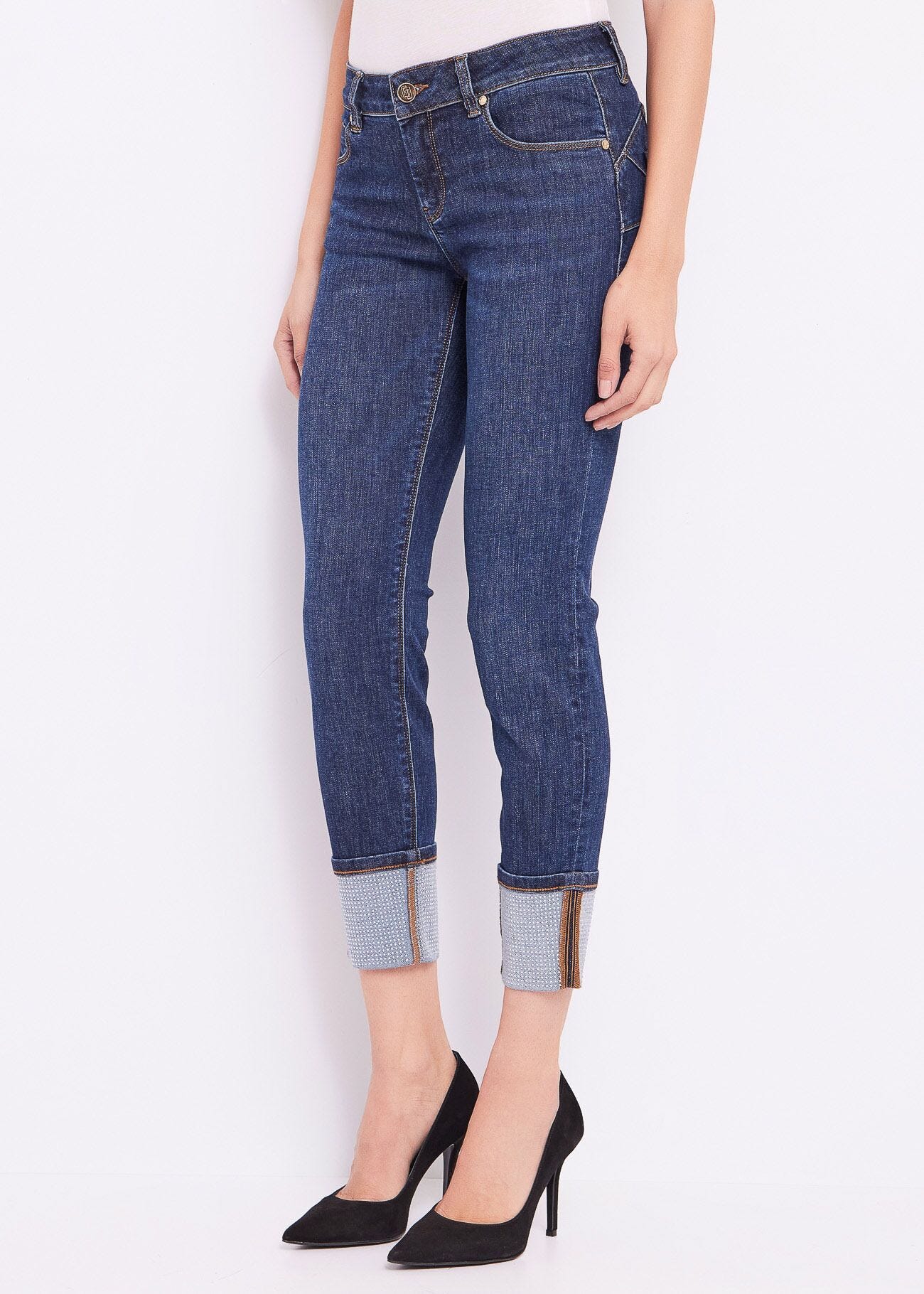 Jean skinny à revers