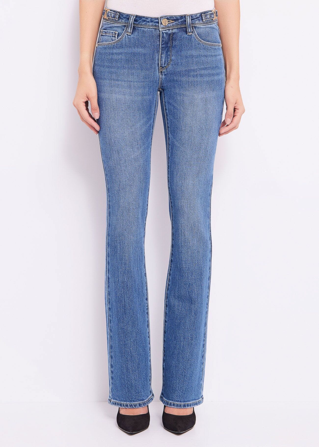 Jeans bootcut in denim di cotone