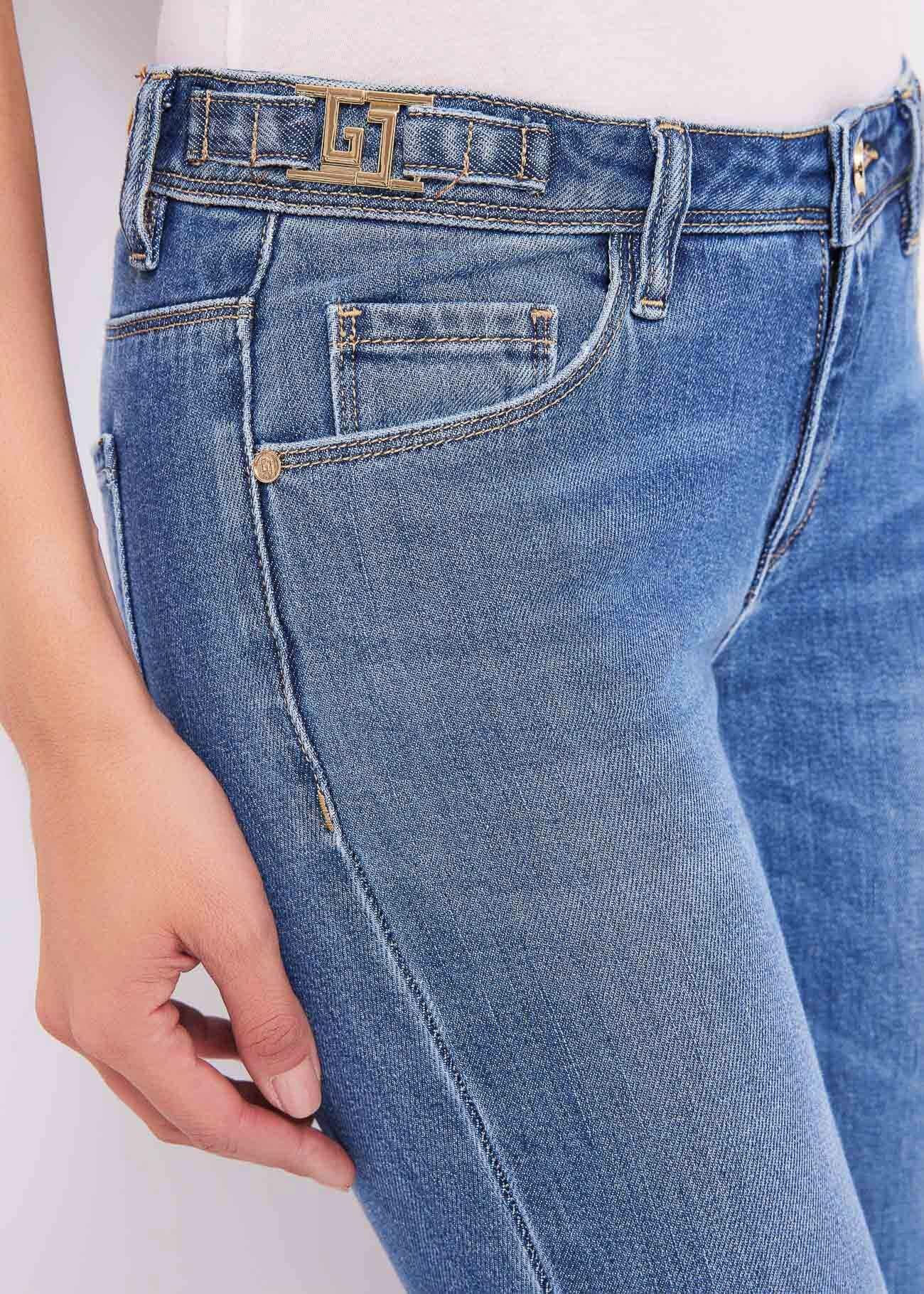 Jeans bootcut in denim di cotone
