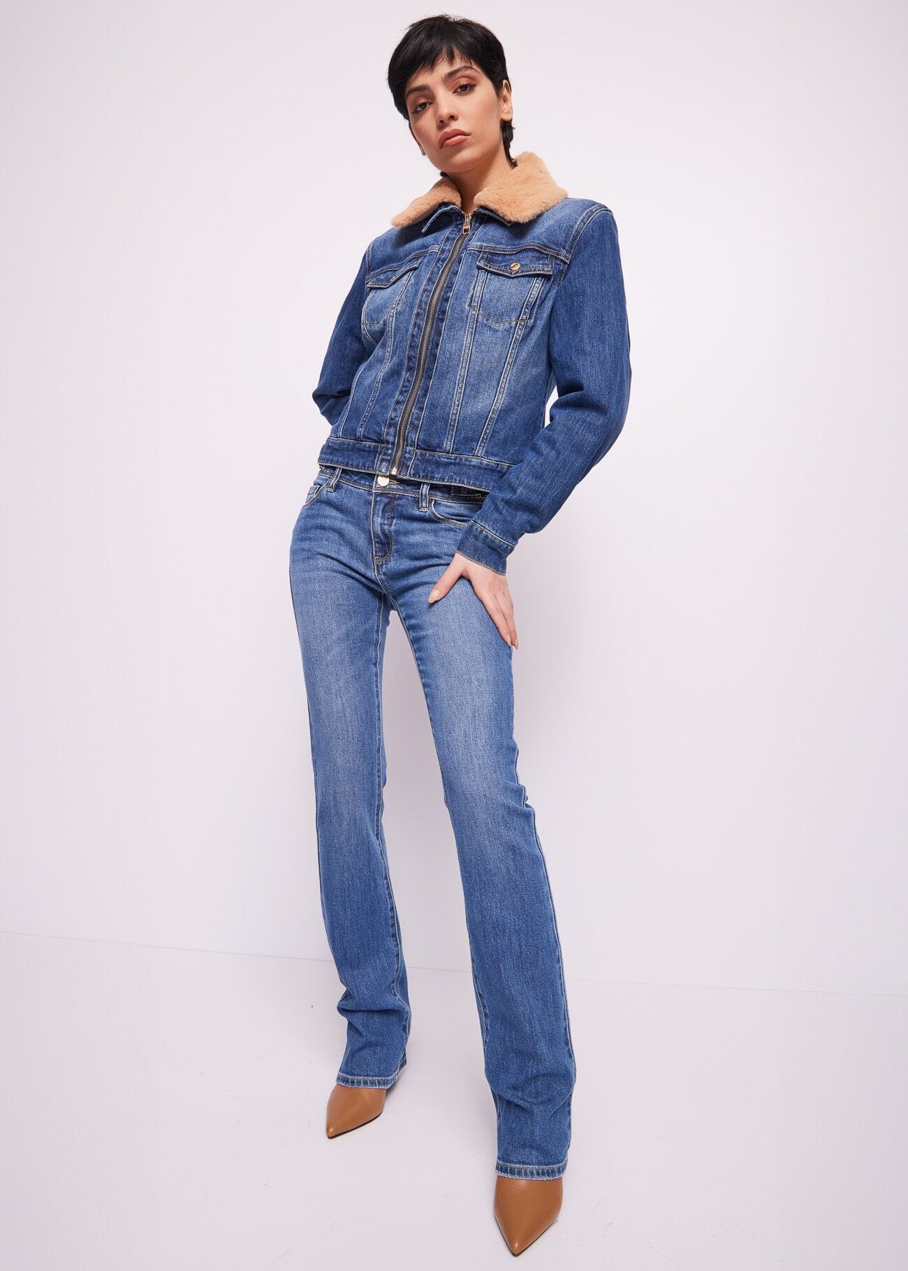 Jeans bootcut in denim di cotone