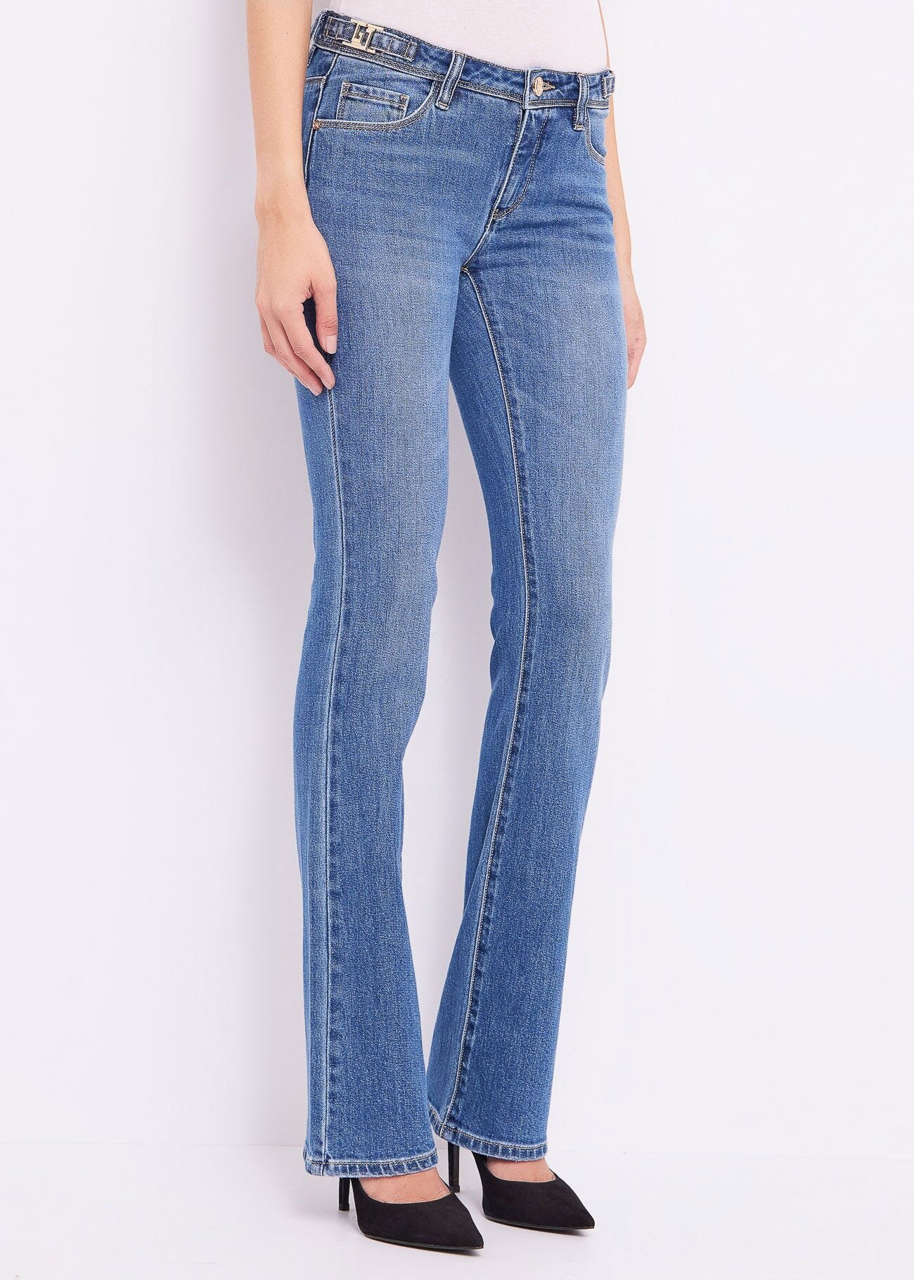Jeans bootcut in denim di cotone