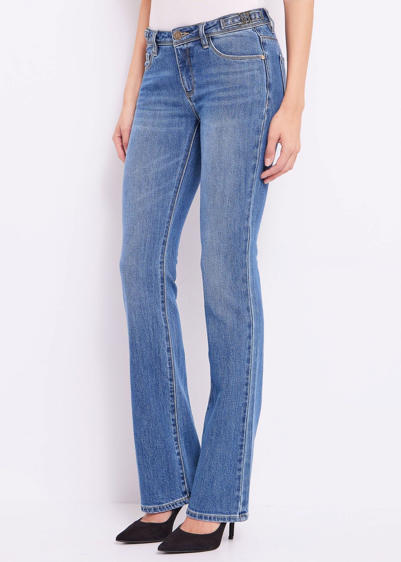 Jeans bootcut in denim di cotone
