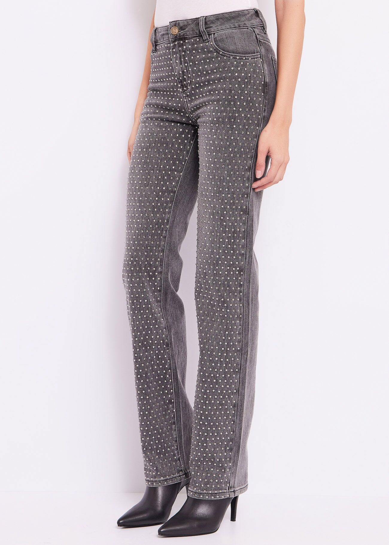 Straight jeans with rhinestones
