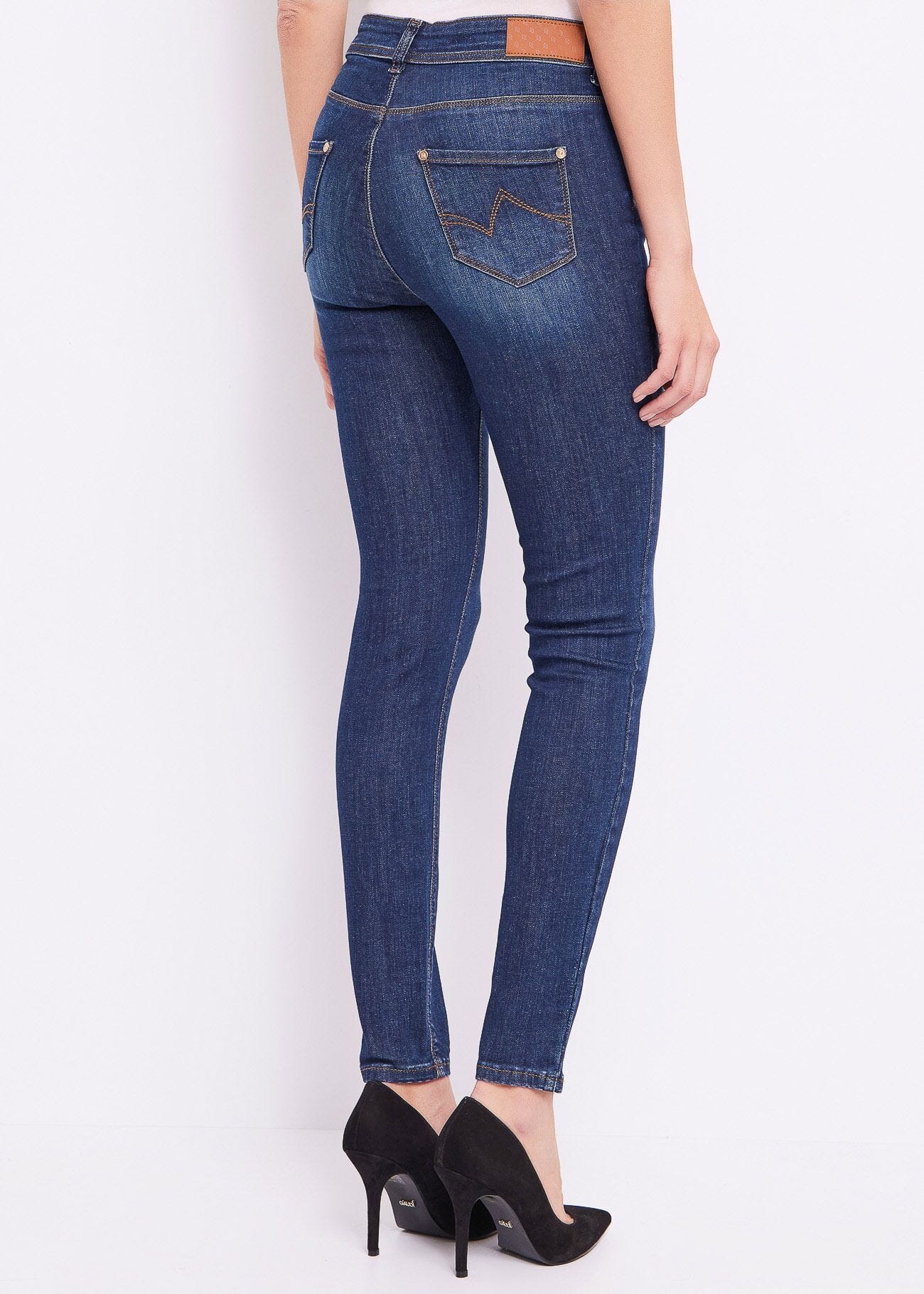 Jean skinny en coton effet usé