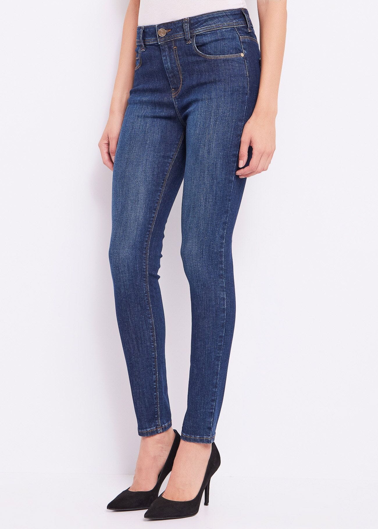 Jean skinny en coton effet usé