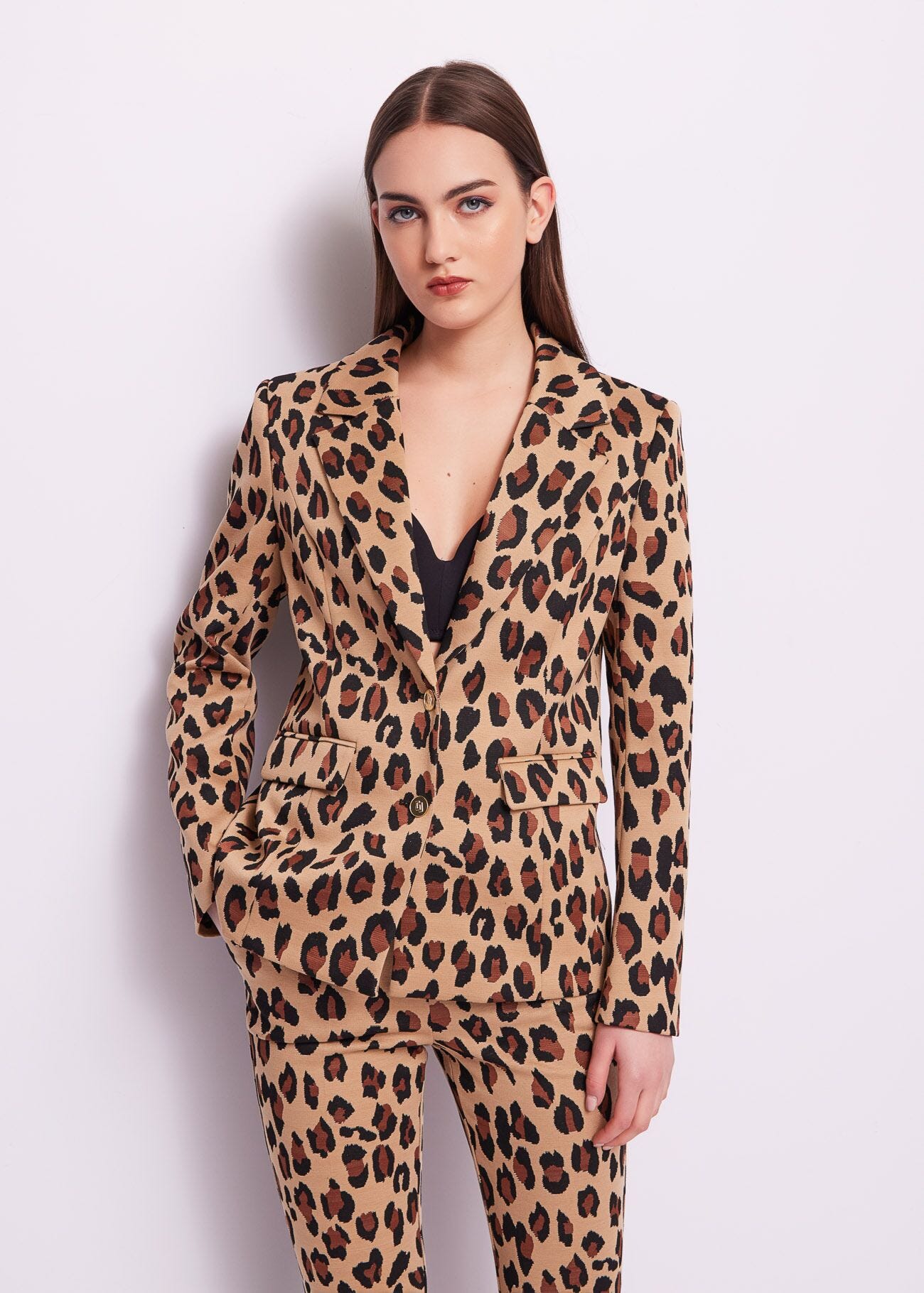 Blazer jacquard motif animalier