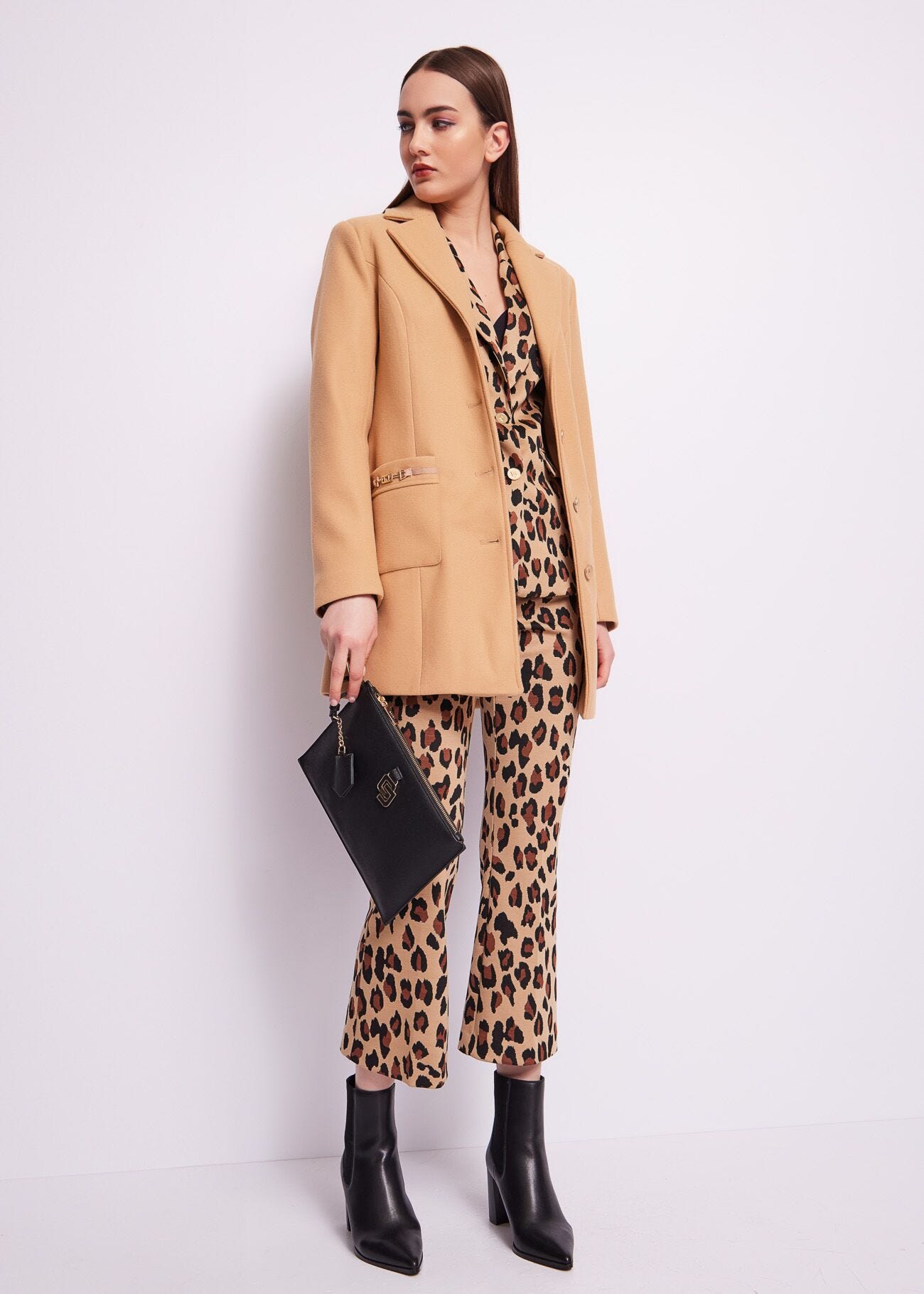 Blazer jacquard motif animalier