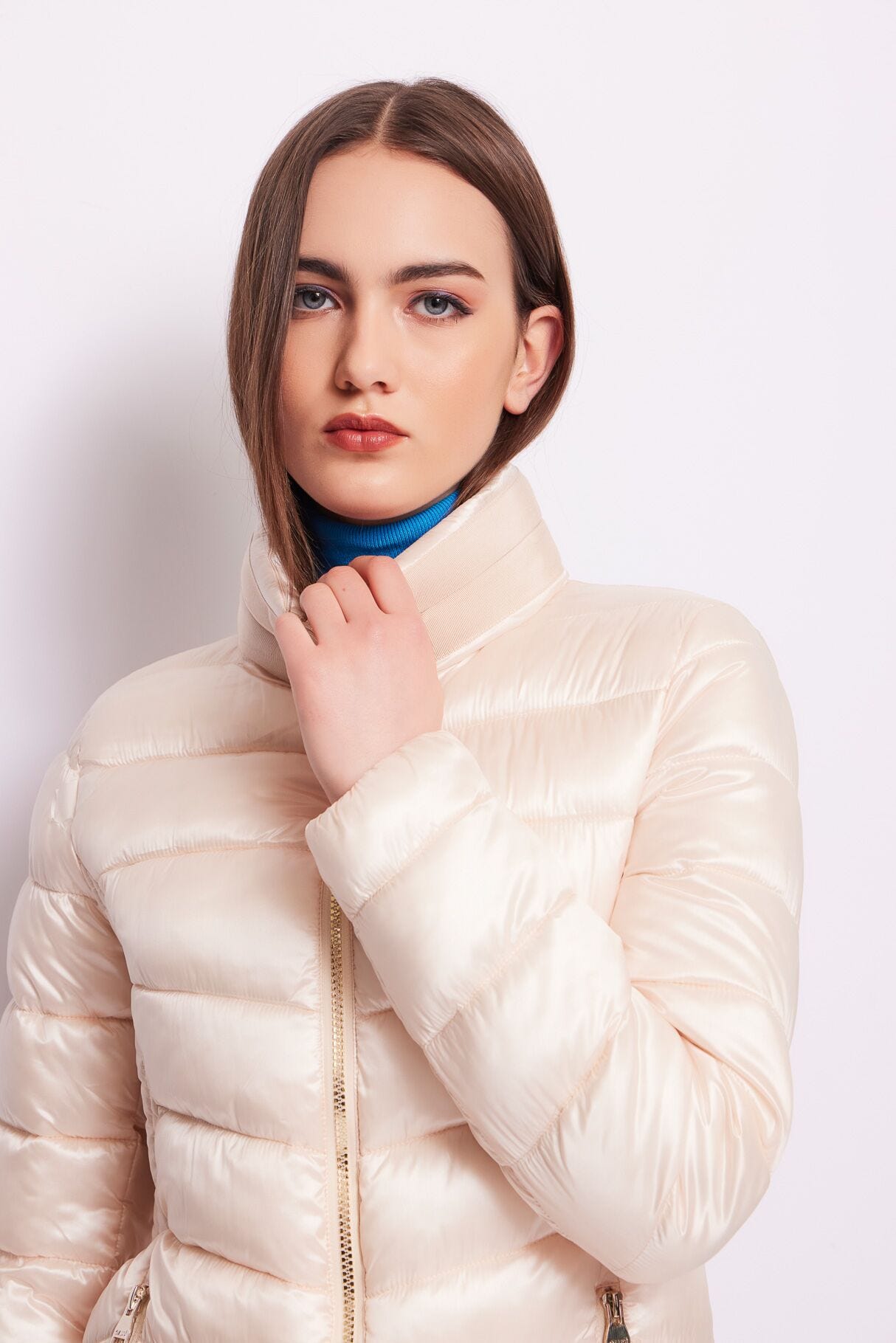 Down jacket in shiny nylon