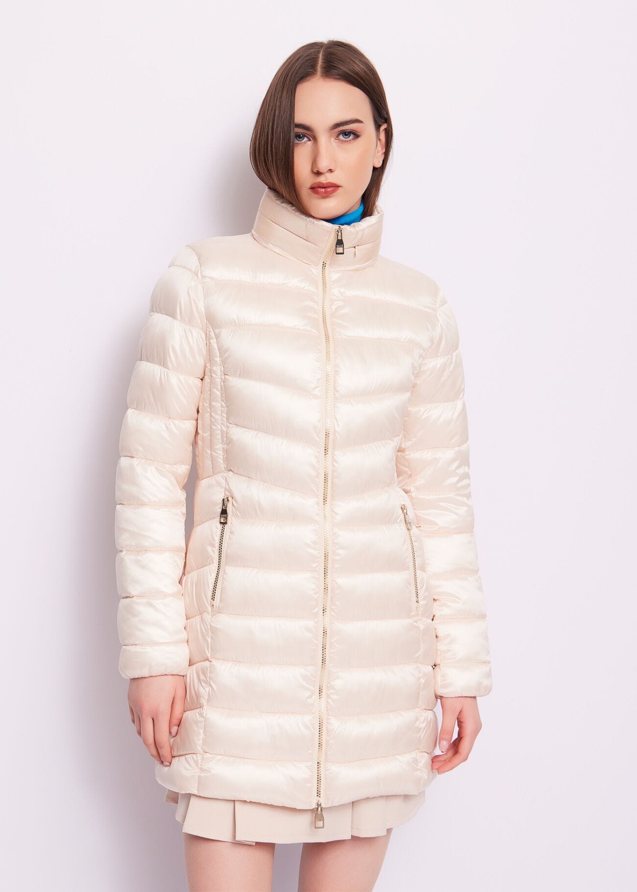 Down jacket in shiny nylon